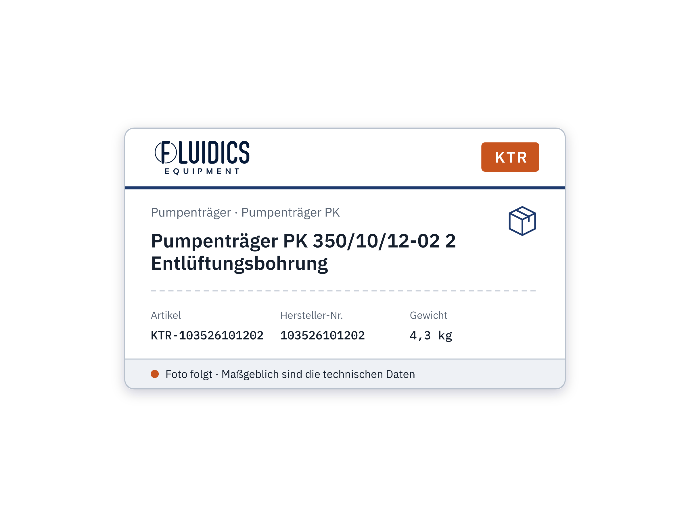 Pumpenträger PK 350/10/12-02 2 Entlüftungsbohrung - KTR 103526101202