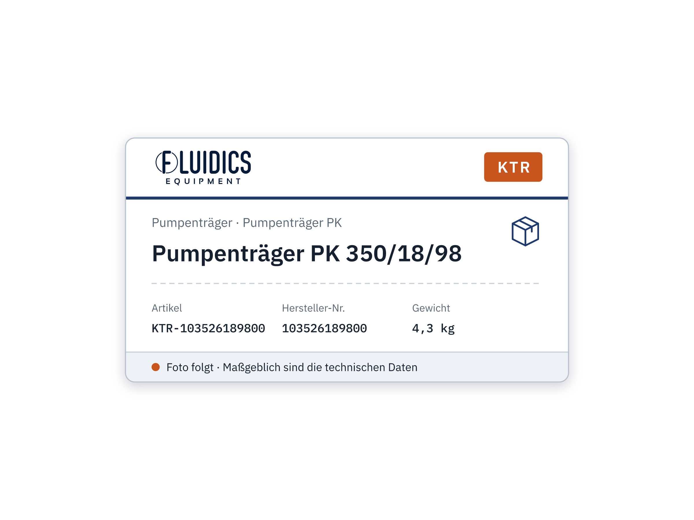 Pump Carrier PK 350/18/98 - KTR 103526189800