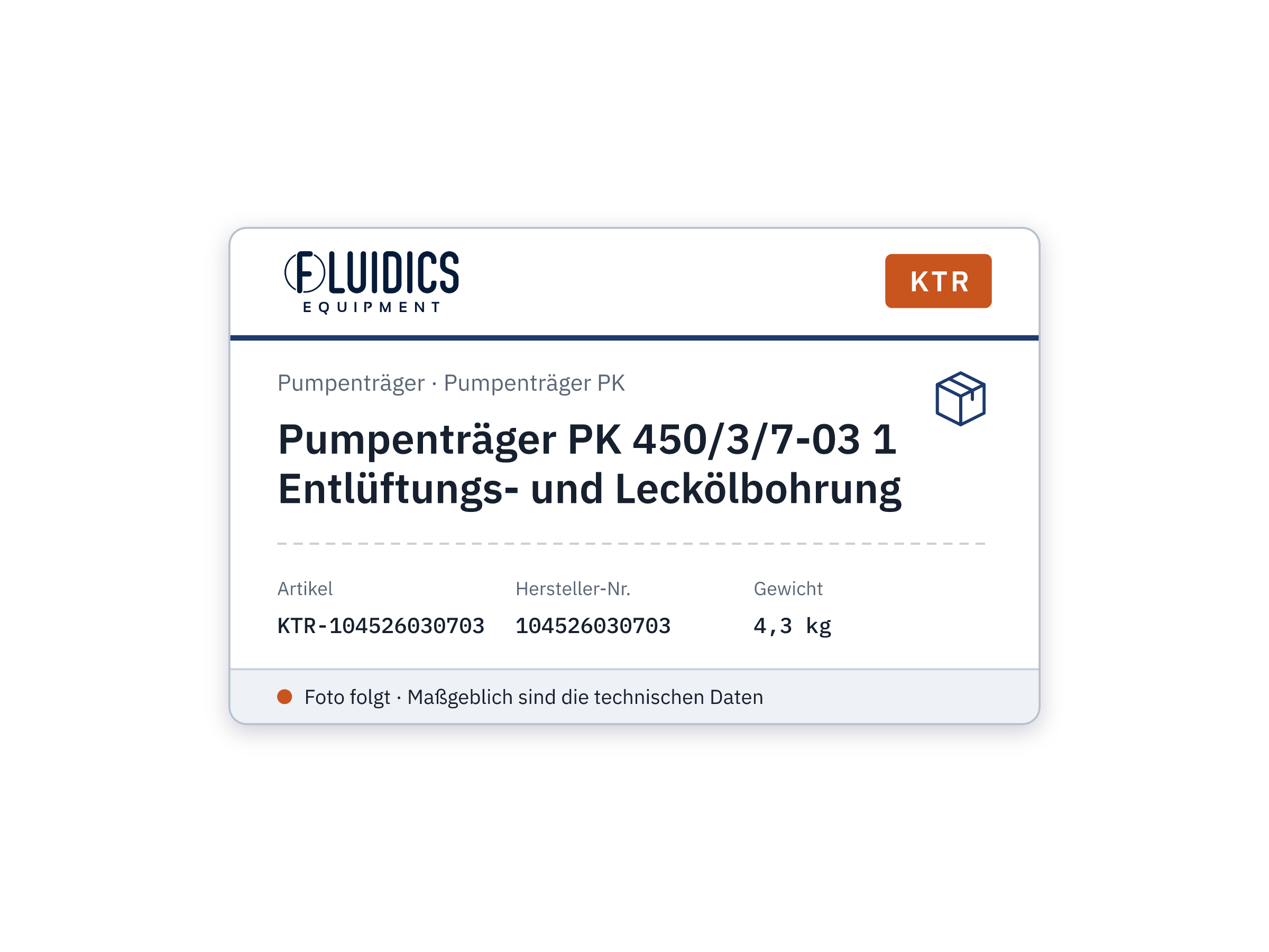 Pump Carrier PK 450/3/7-03 1 Entlüftungs- and leakage-oil bore - KTR 104526030703