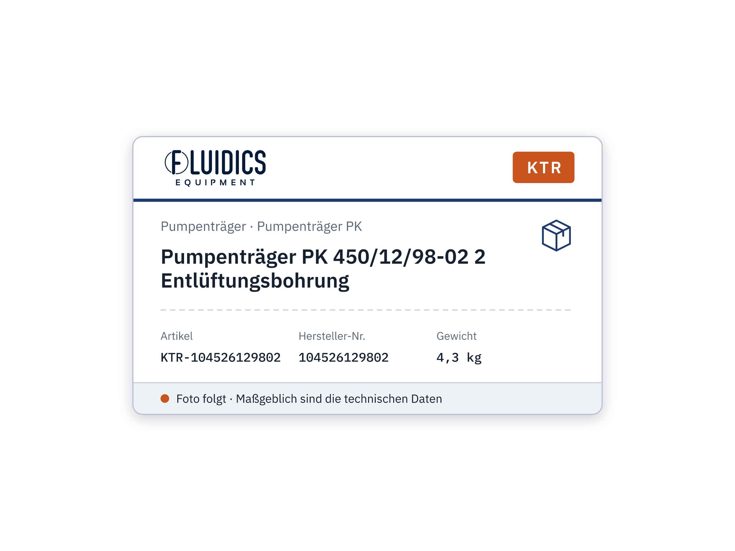 Pumpenträger PK 450/12/98-02 2 Entlüftungsbohrung - KTR 104526129802