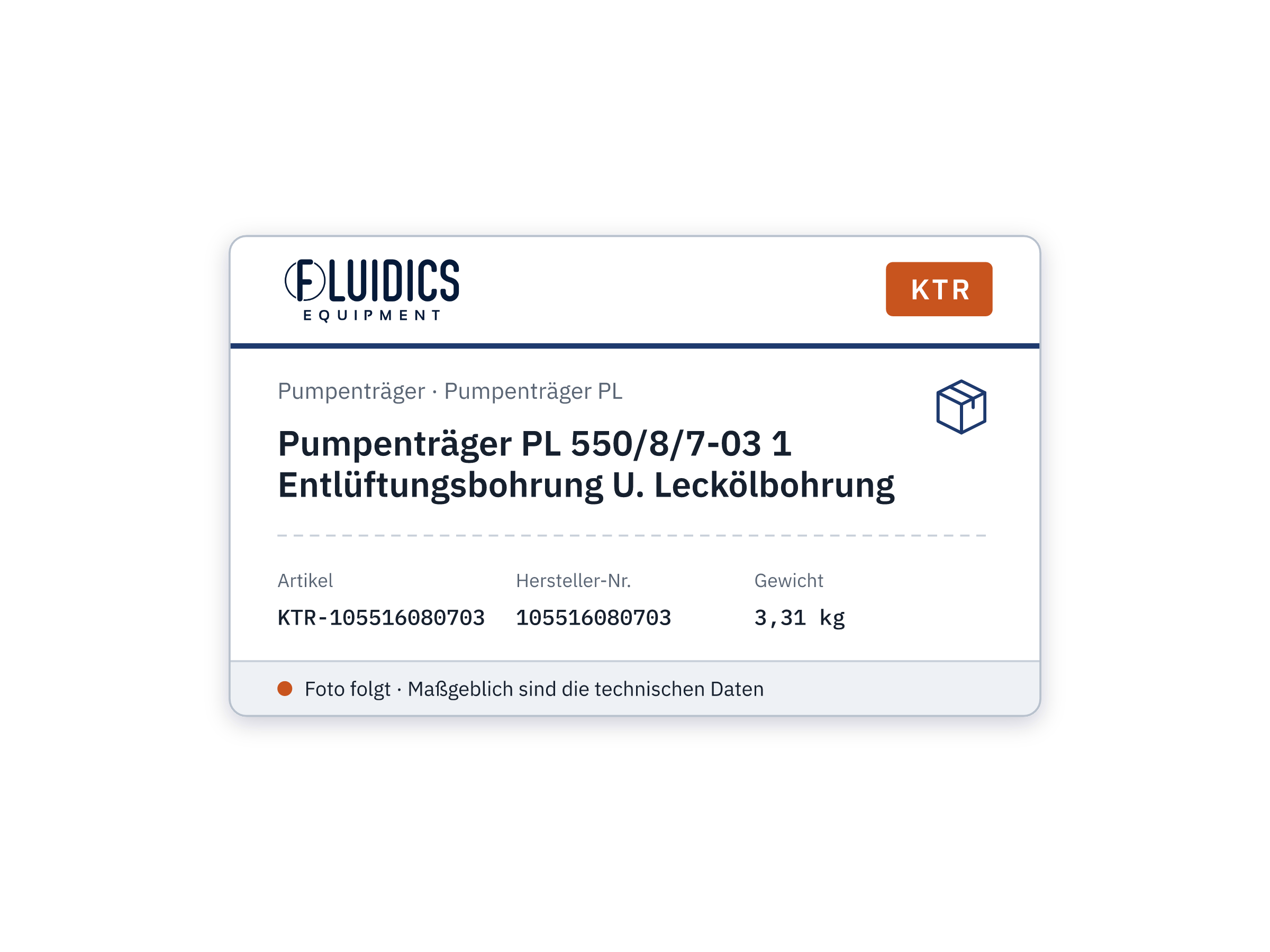 Pump Carrier PL 550/8/7-03 1 Entlüftungsbohrung U. leakage-oil bore - KTR 105516080703