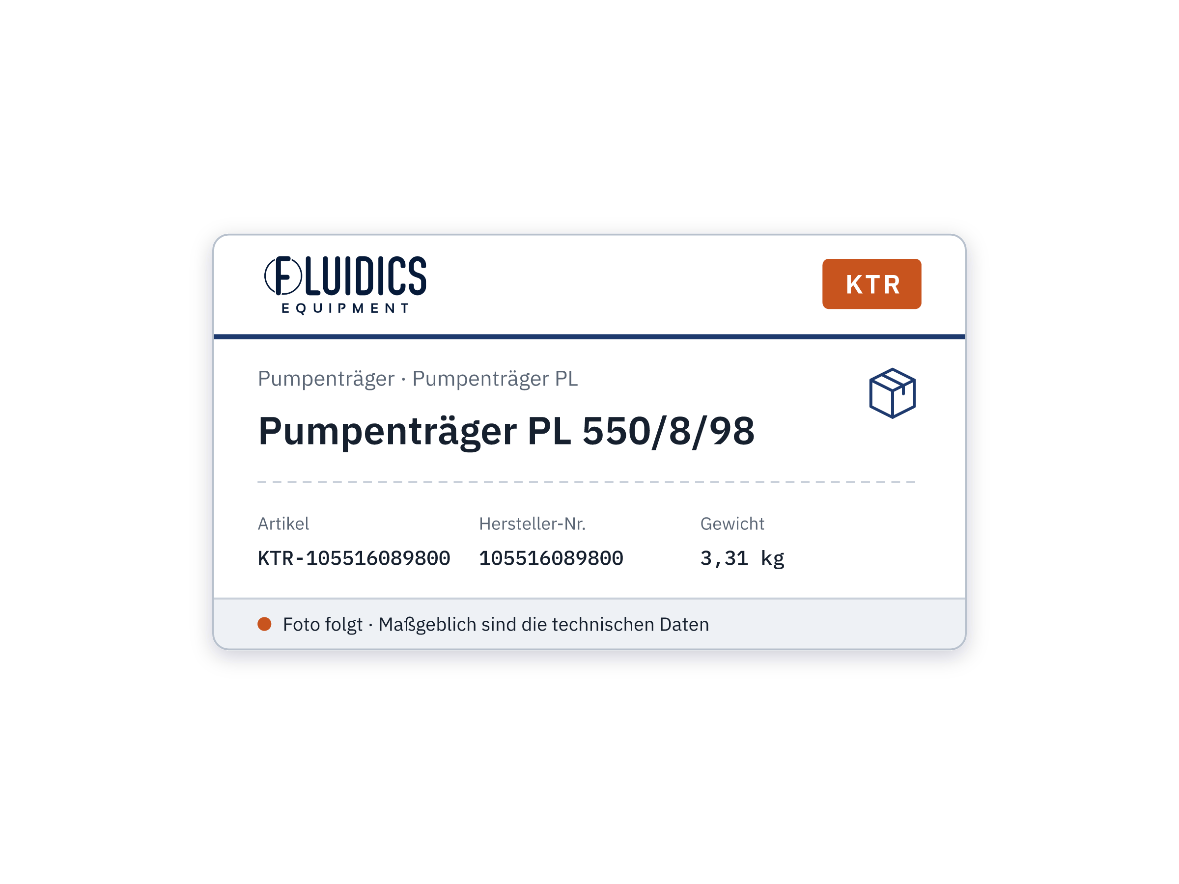 Pump Carrier PL 550/8/98 - KTR 105516089800