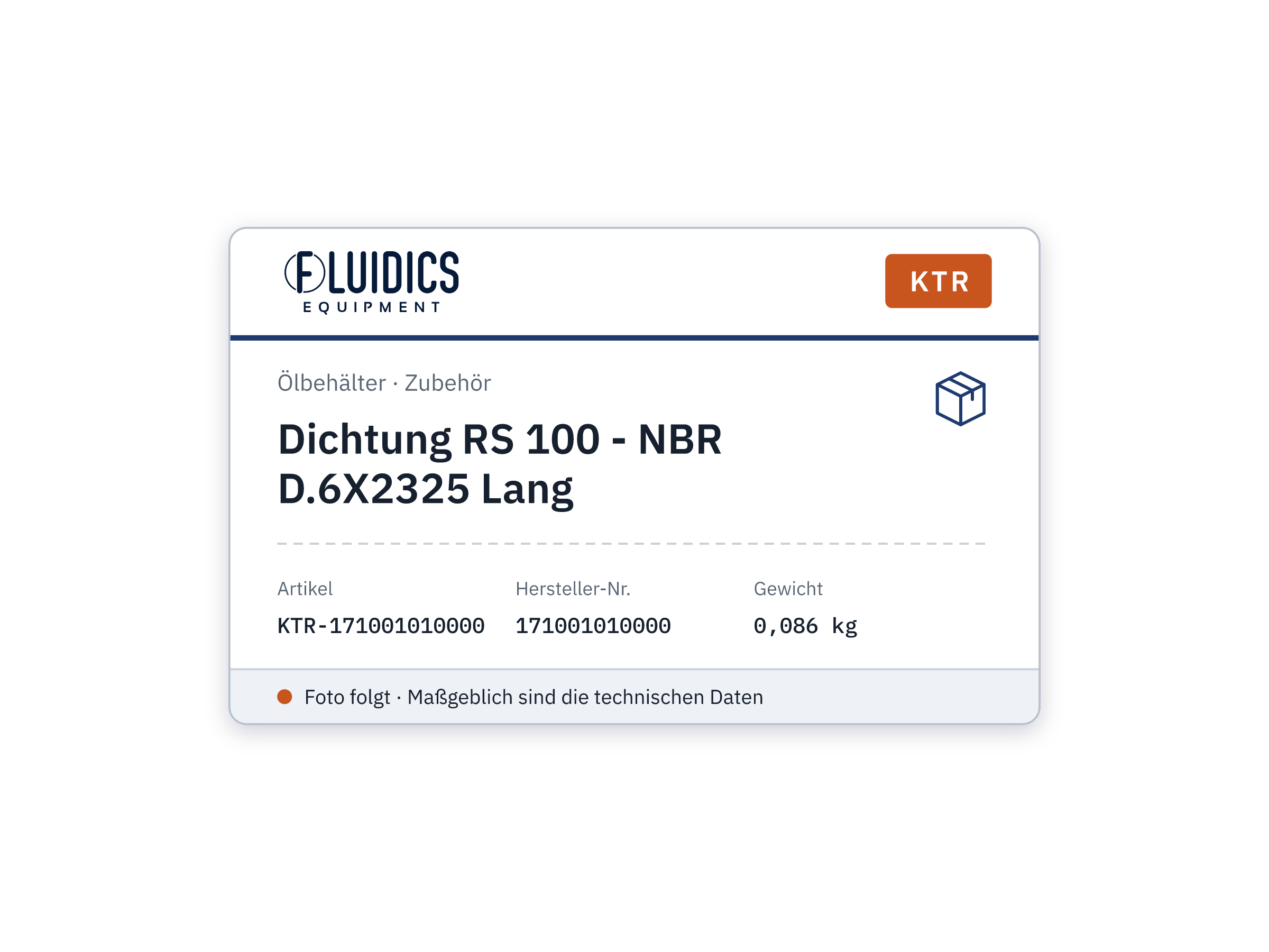 Dichtung RS 100 - NBR D.6X2325 Lang - KTR 171001010000