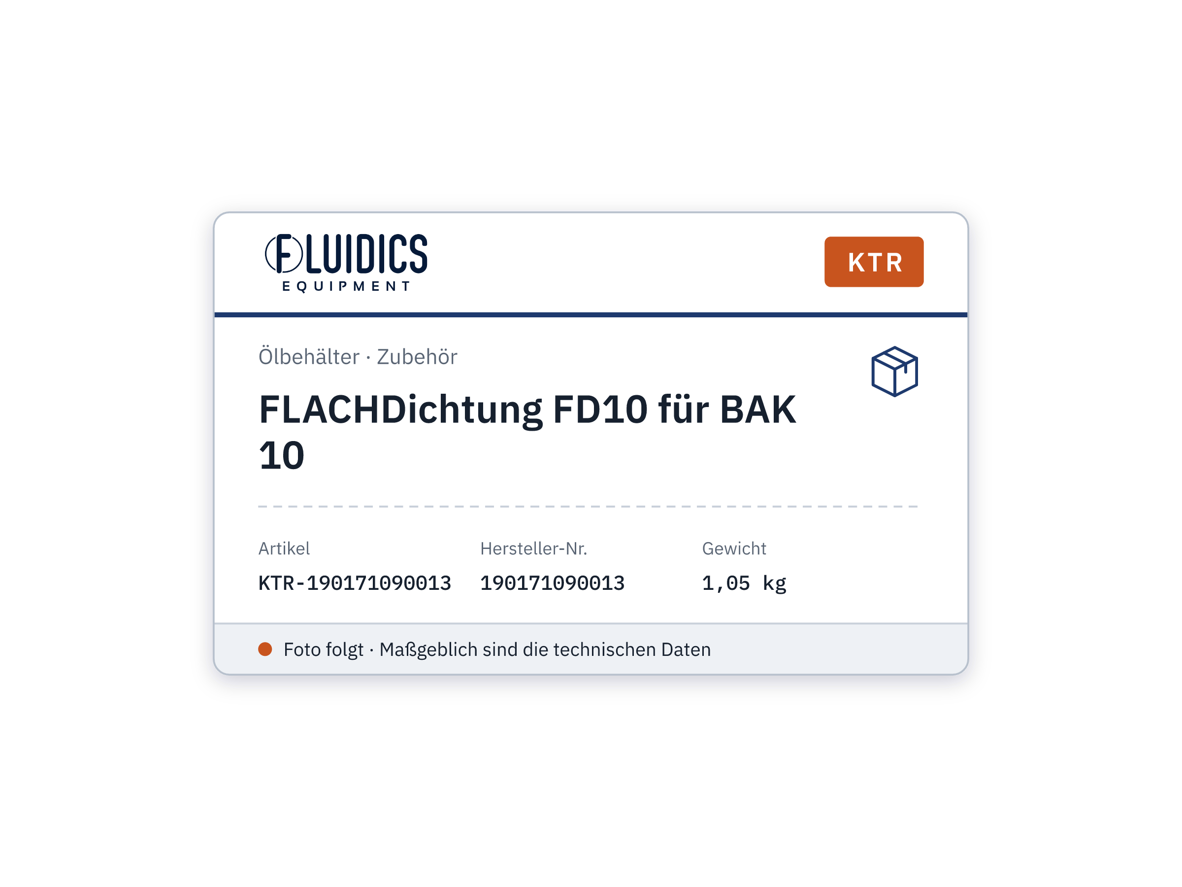 FLACHDichtung FD10 für BAK 10 - KTR 190171090013
