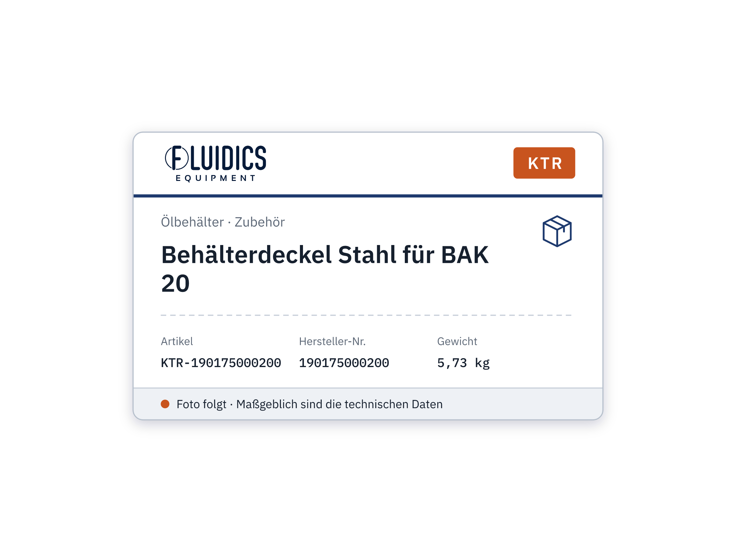 Behälterdeckel Stahl für BAK 20 - KTR 190175000200