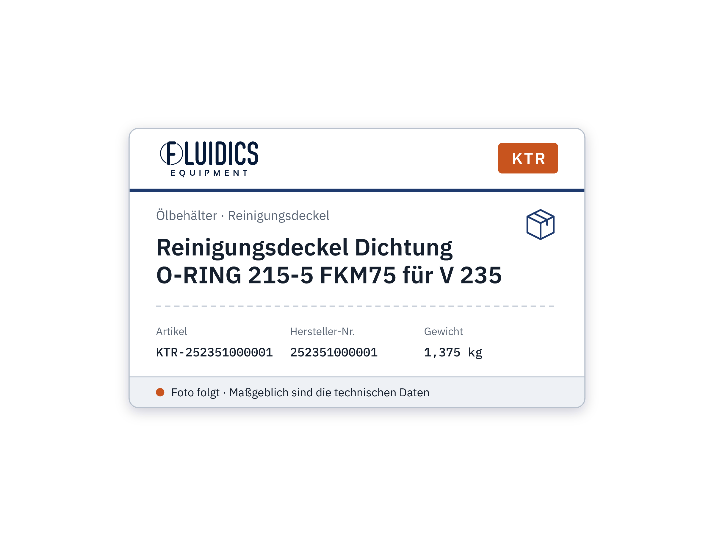 Reinigungsdeckel Dichtung O-RING 215-5 FKM75 für V 235 - KTR 252351000001