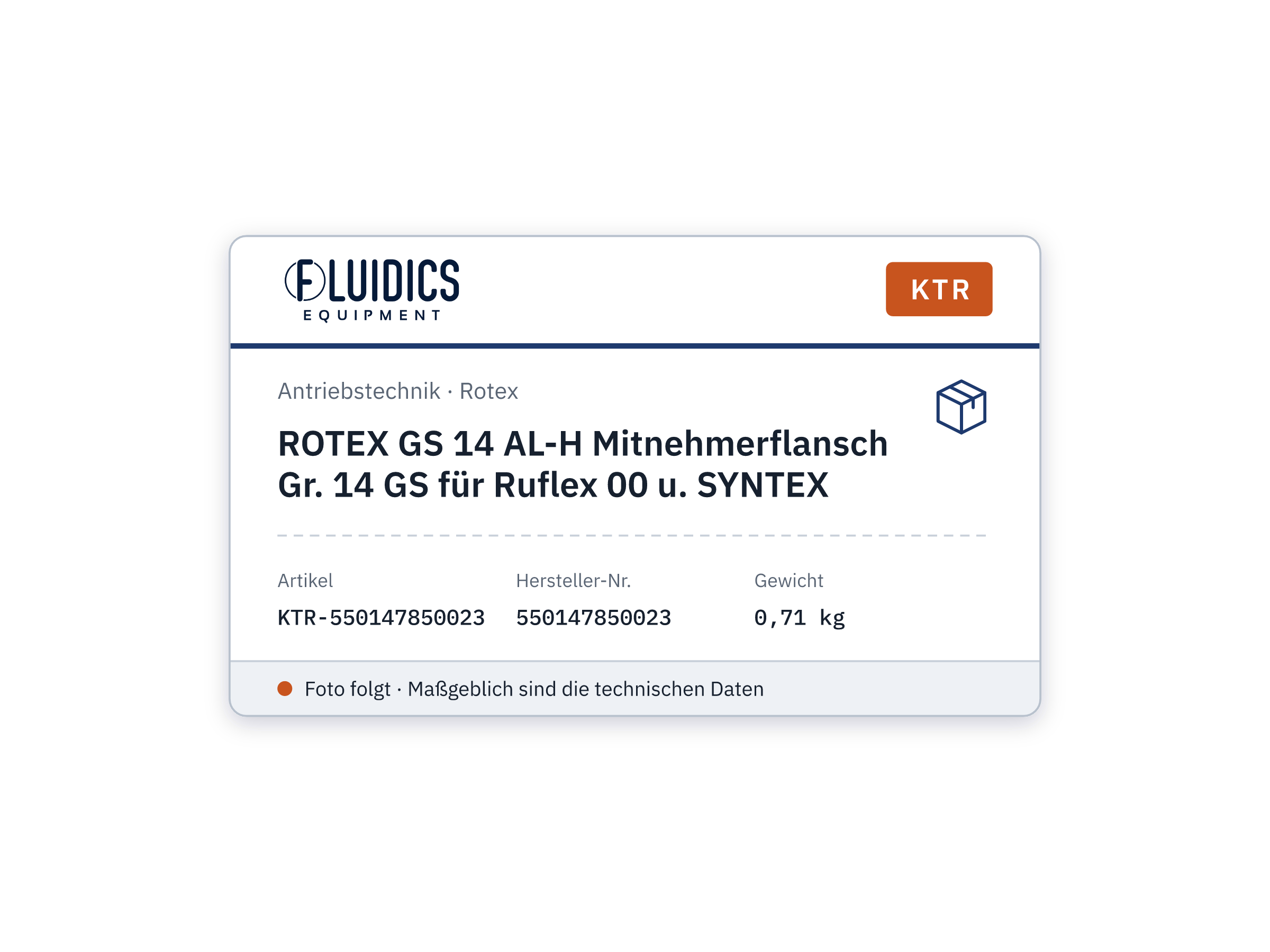 ROTEX GS 14 AL-H Mitnehmerflansch Gr. 14 GS für Ruflex 00 u. SYNTEX - KTR 550147850023
