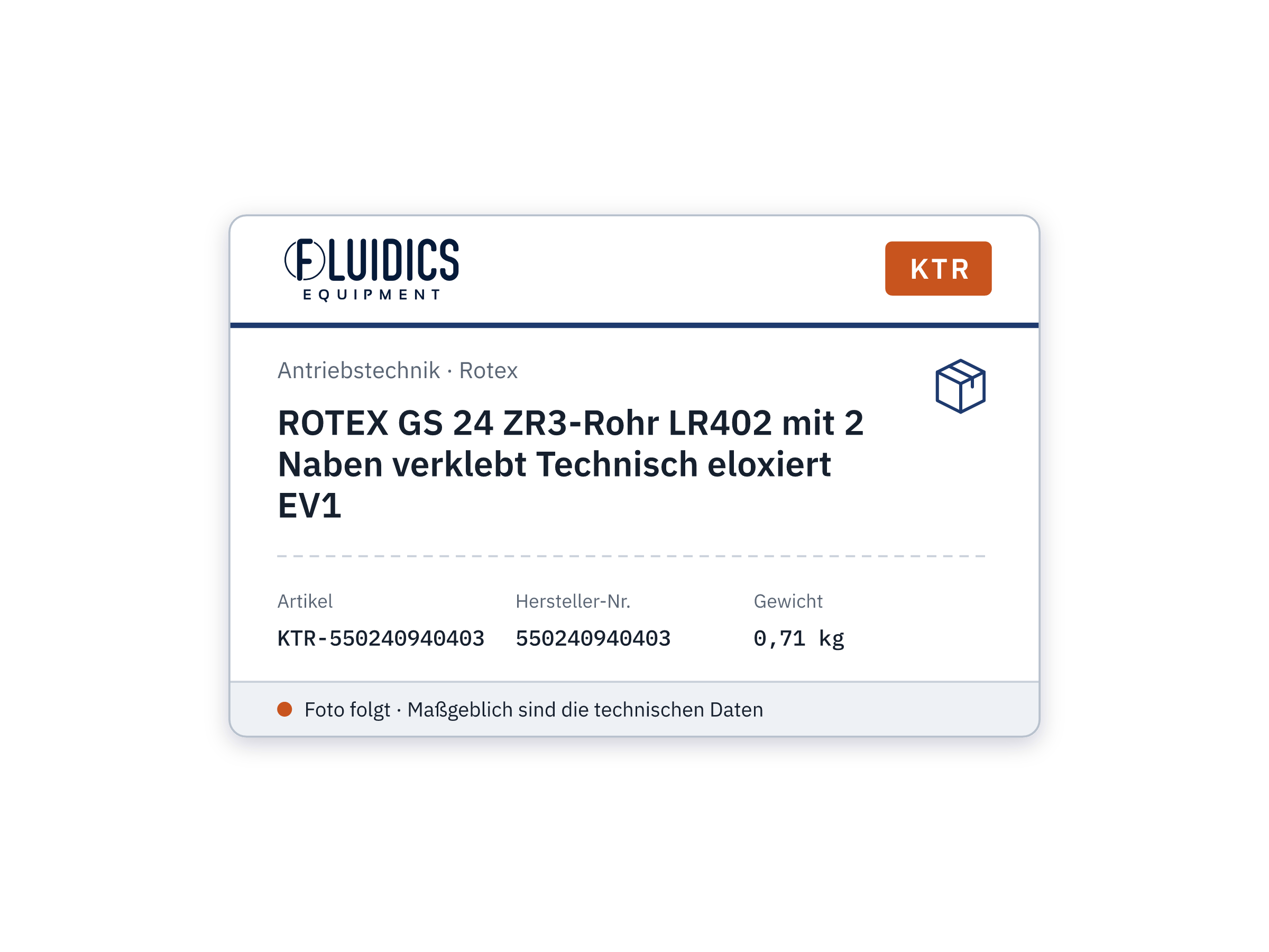ROTEX GS 24 ZR3-Rohr LR402 mit 2 Naben verklebt Technisch eloxiert EV1 - KTR 550240940403