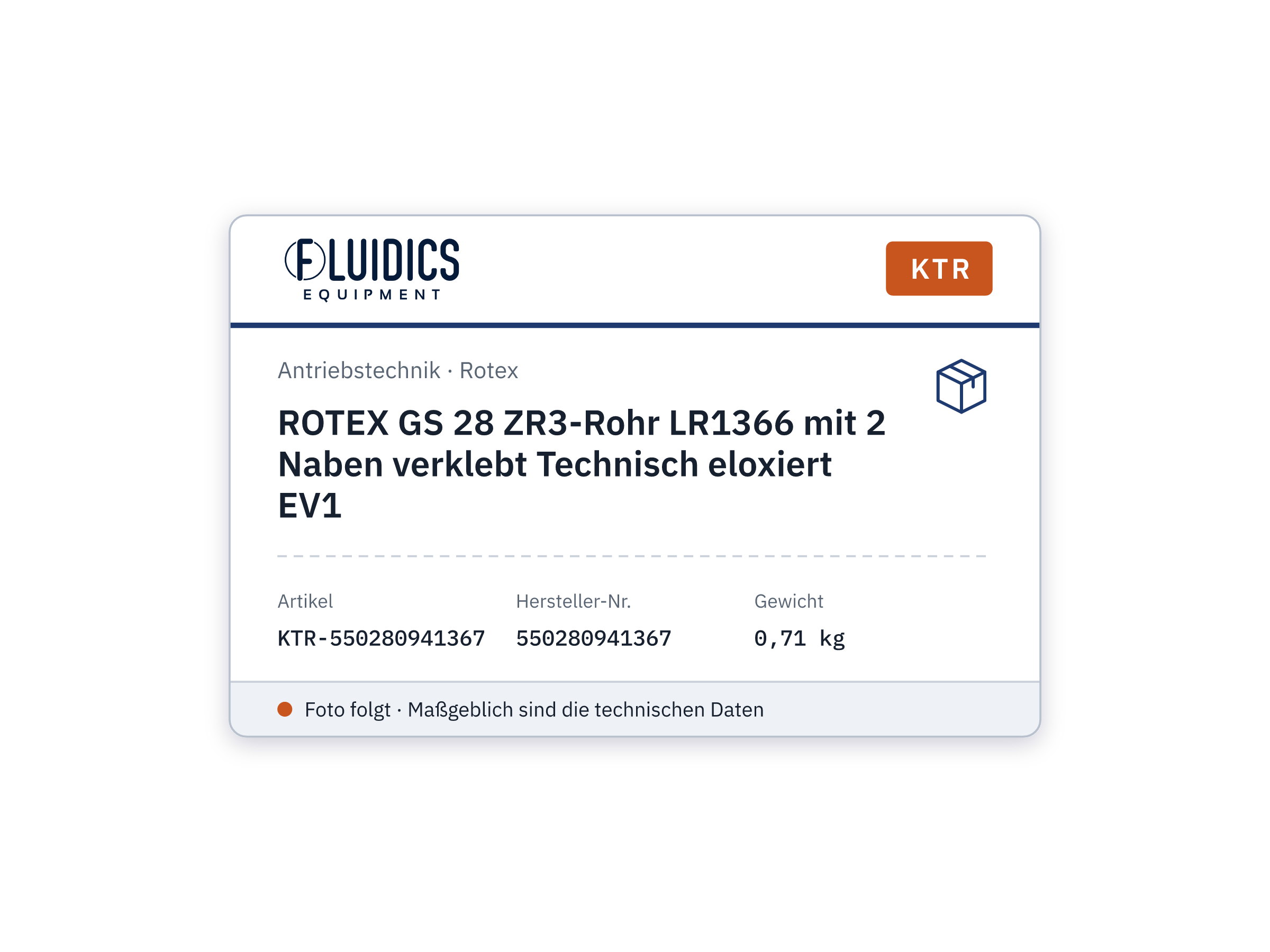 ROTEX GS 28 ZR3-Rohr LR1366 mit 2 Naben verklebt Technisch eloxiert EV1 - KTR 550280941367