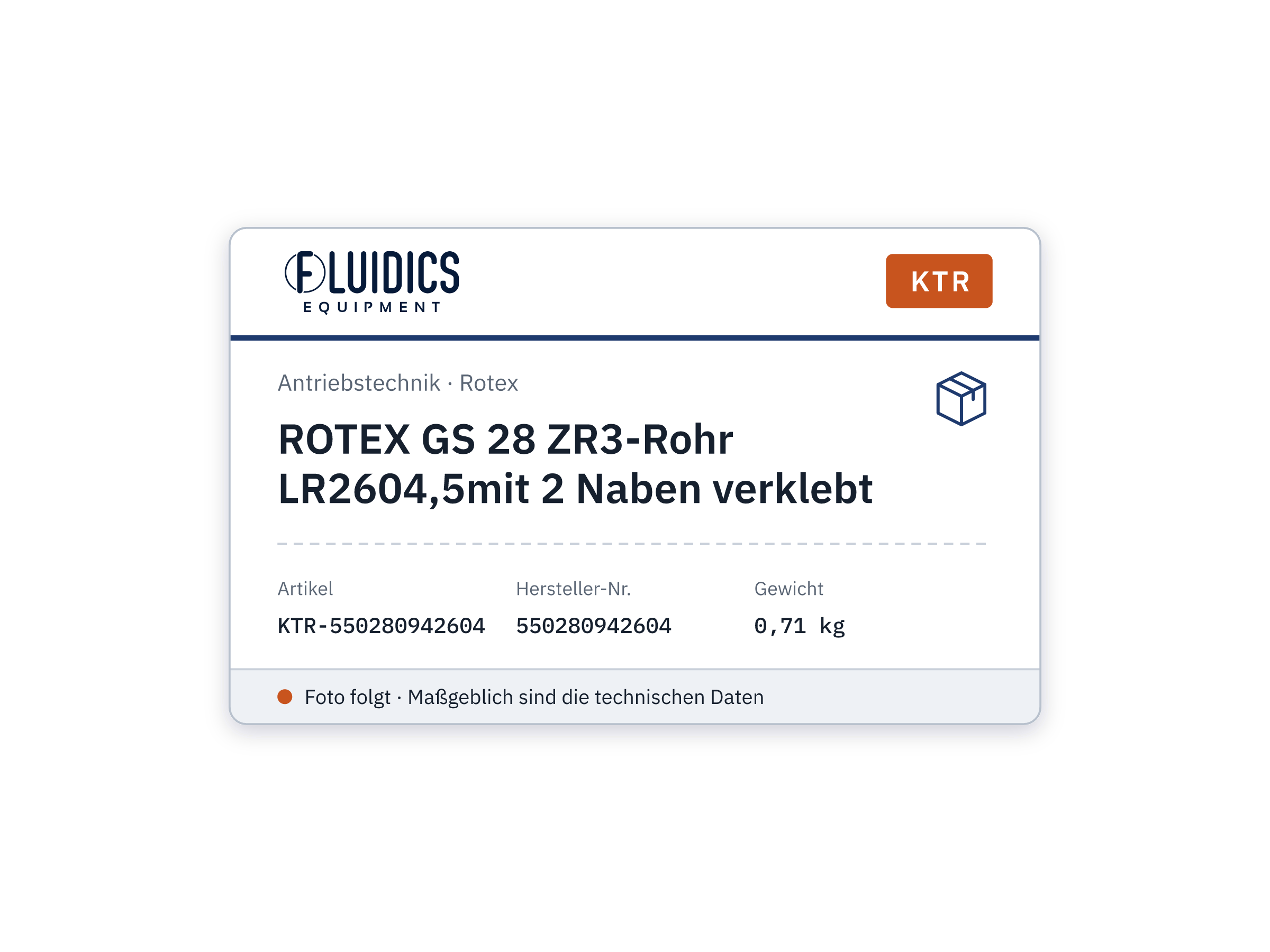ROTEX GS 28 ZR3-Rohr LR2604,5mit 2 Naben verklebt - KTR 550280942604