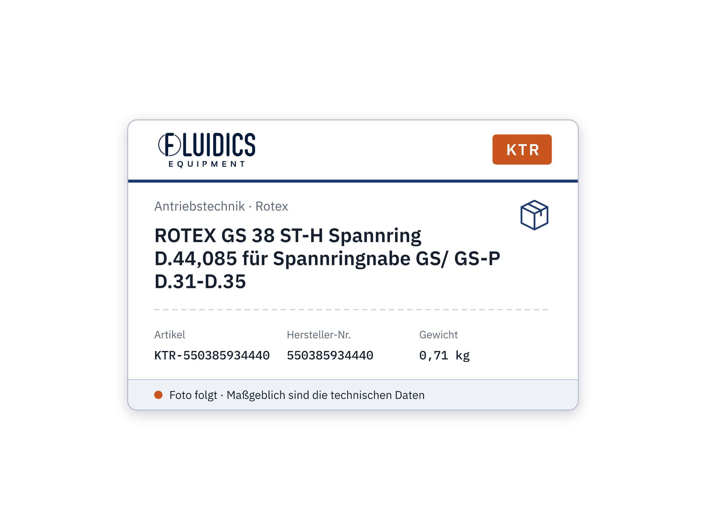 ROTEX GS 38 ST-H Spannring D.44,085 für Spannringnabe GS/ GS-P D.31-D.35 - KTR 550385934440