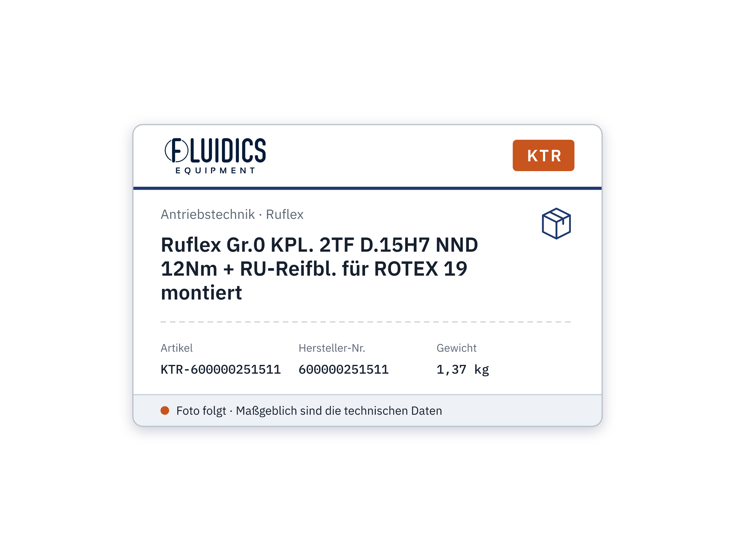 Ruflex size0 KPL. 2TF D.15H7 NND 12Nm + RU-Reifbl. for ROTEX 19 assembled - KTR 600000251511