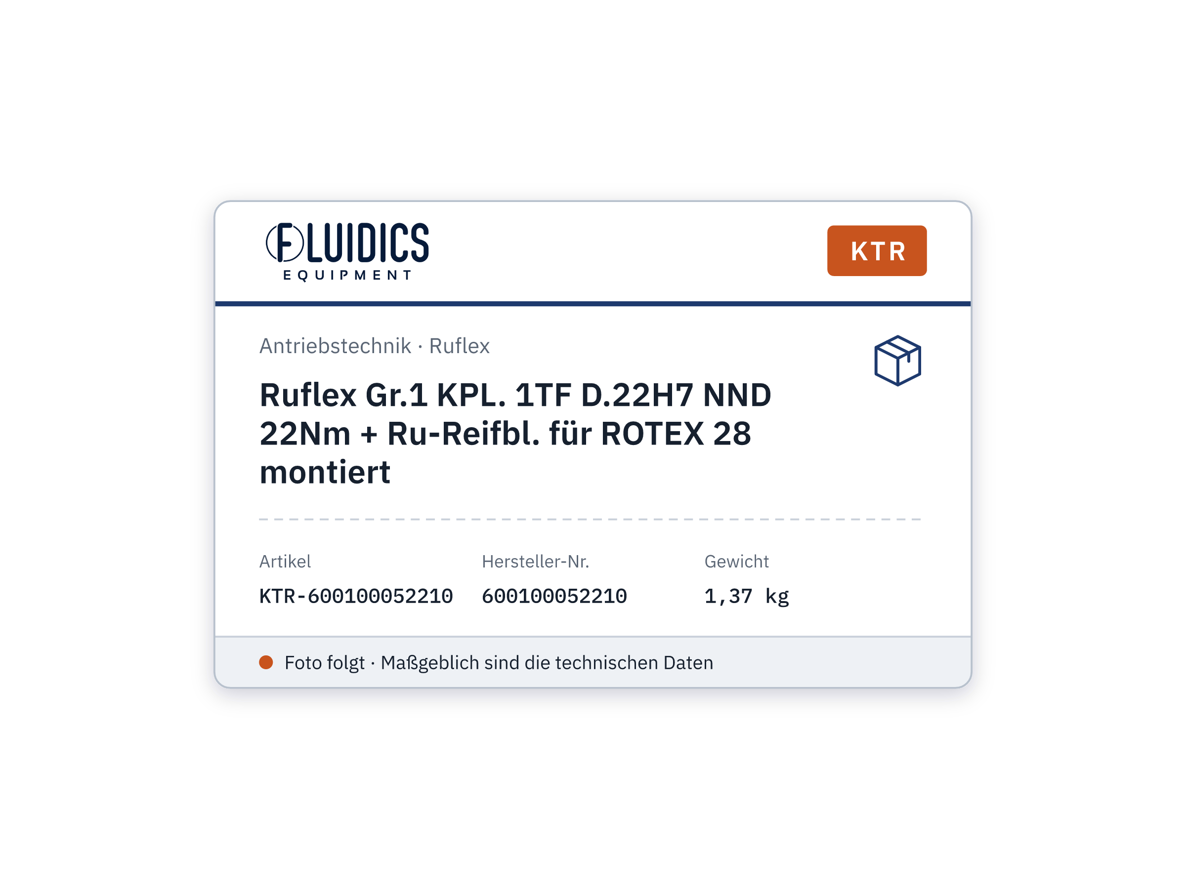 Ruflex size1 KPL. 1TF D.22H7 NND 22Nm + Ru-Reifbl. for ROTEX 28 assembled - KTR 600100052210