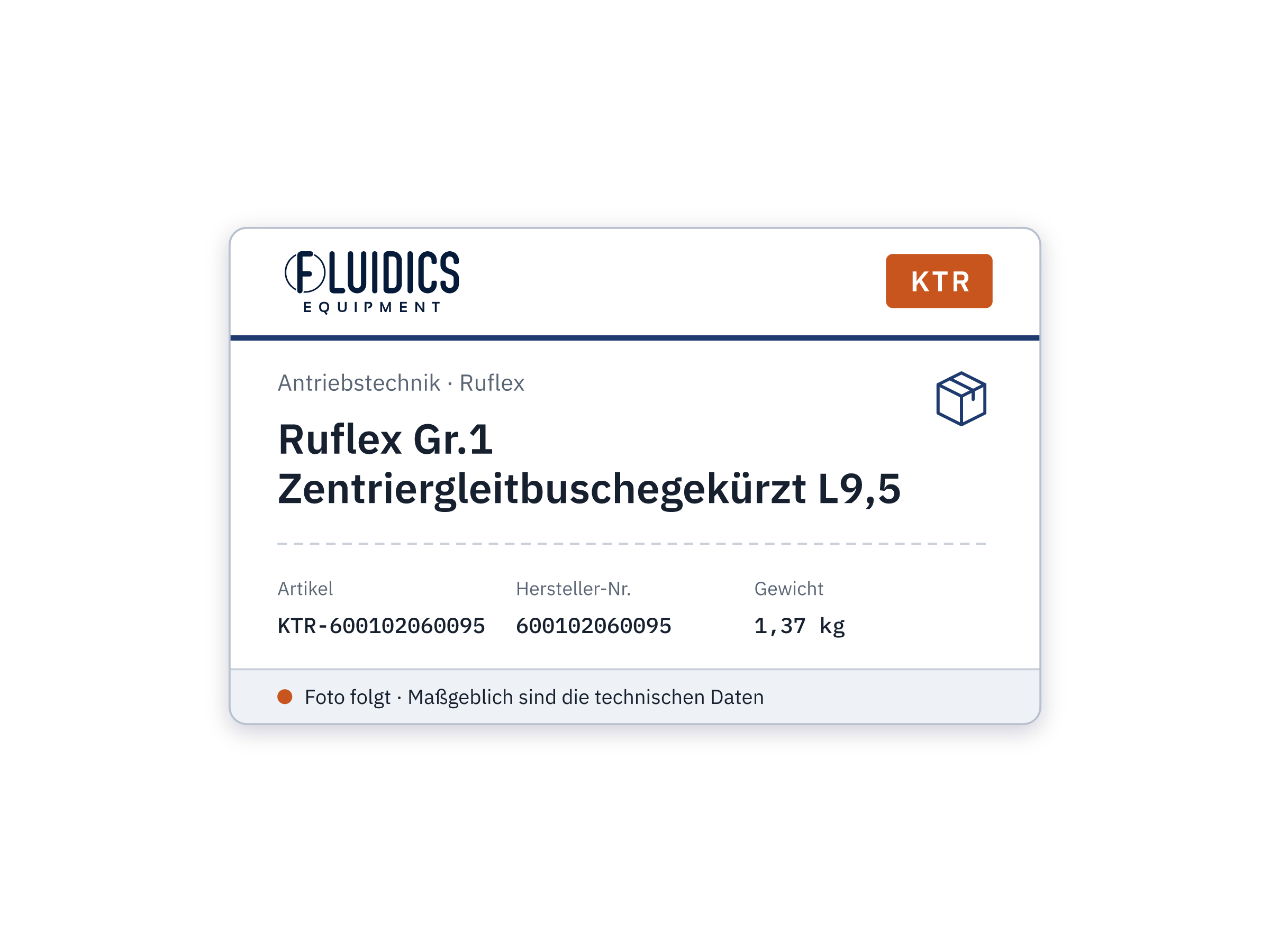 Ruflex size1 Zentriergleitbuschegekürzt L9,5 - KTR 600102060095