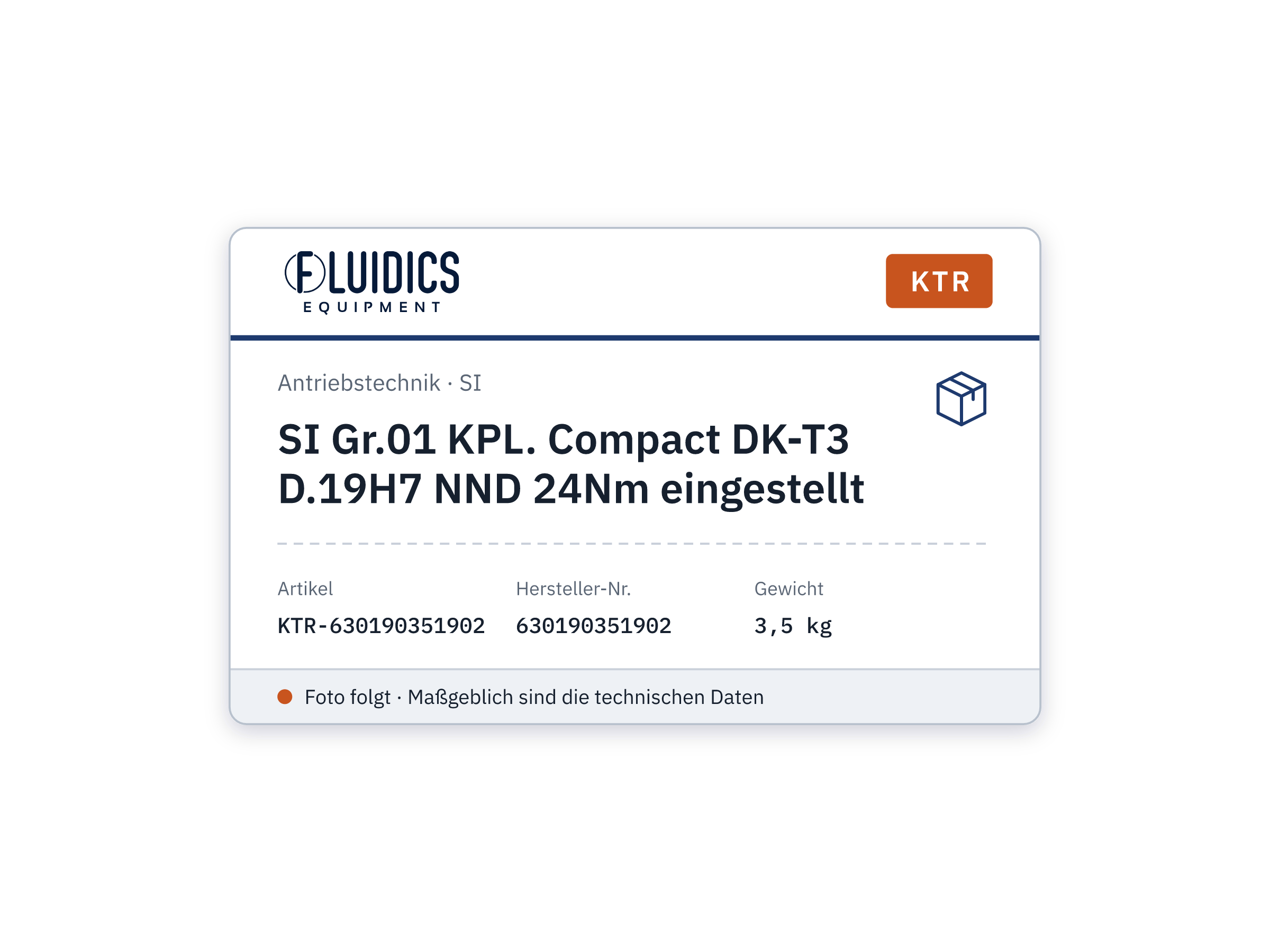 SI Gr.01 KPL. Compact DK-T3 D.19H7 NND 24Nm eingestellt - KTR 630190351902