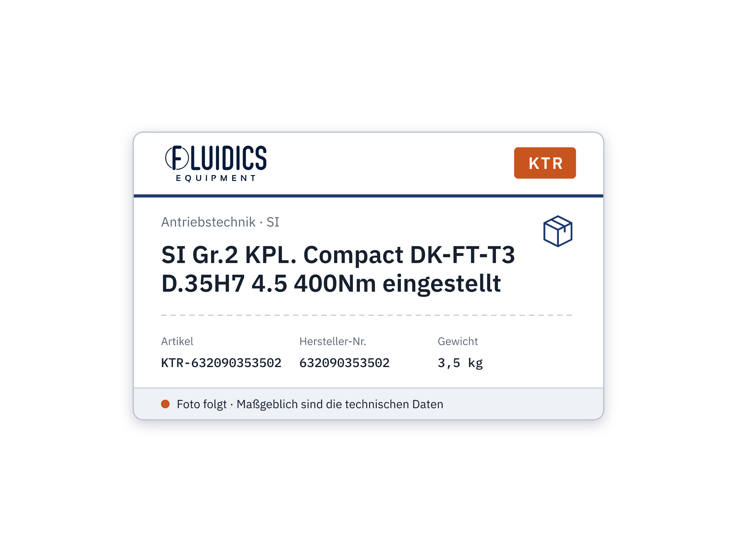 SI Gr.2 KPL. Compact DK-FT-T3 D.35H7 4.5 400Nm eingestellt - KTR 632090353502