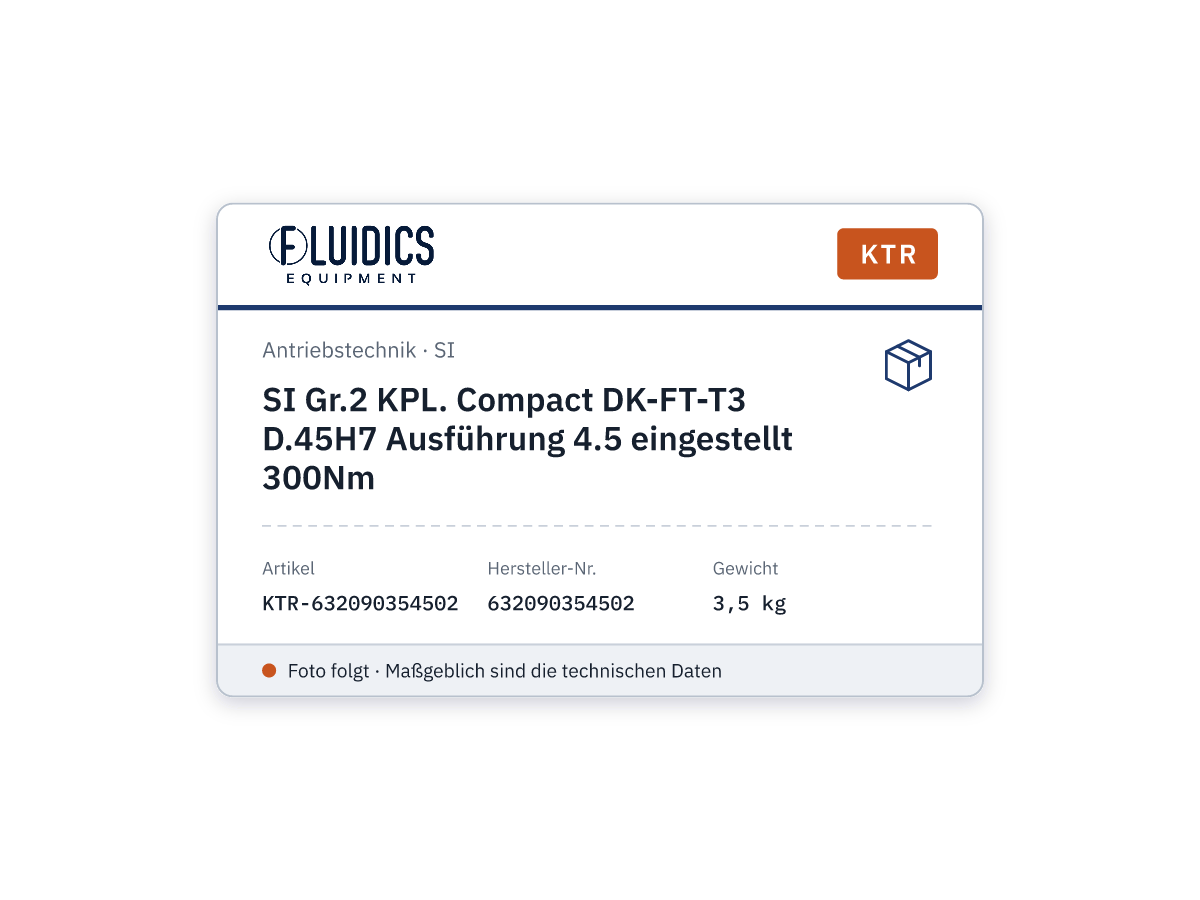 SI Gr.2 KPL. Compact DK-FT-T3 D.45H7 Ausführung 4.5 eingestellt 300Nm - KTR 632090354502