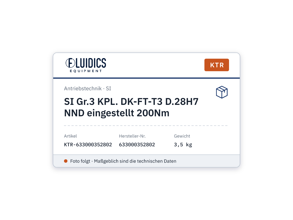 SI Gr.3 KPL. DK-FT-T3 D.28H7 NND eingestellt 200Nm - KTR 633000352802