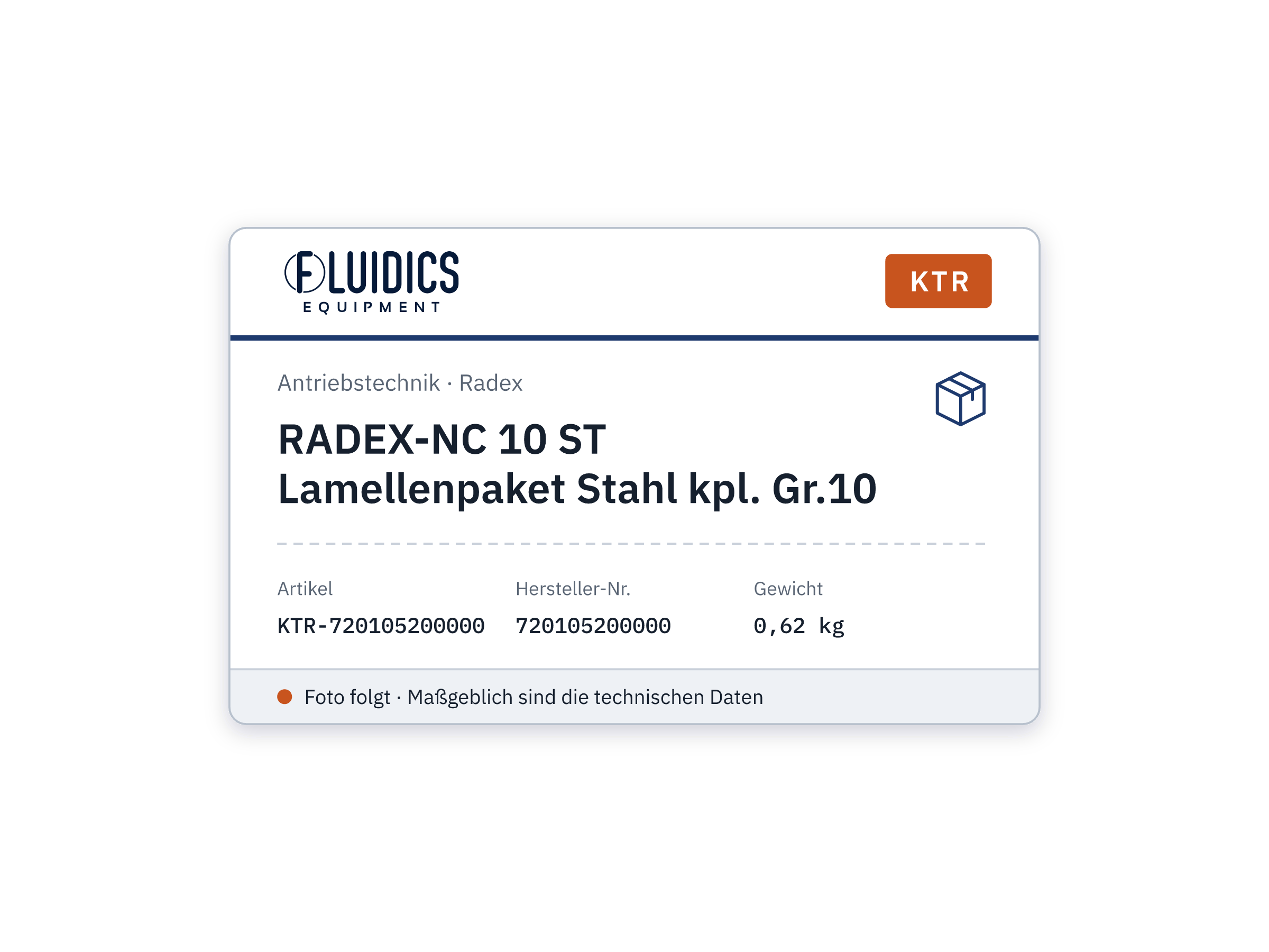 RADEX-NC 10 ST Lamellenpaket Stahl kpl. Gr.10 - KTR 720105200000