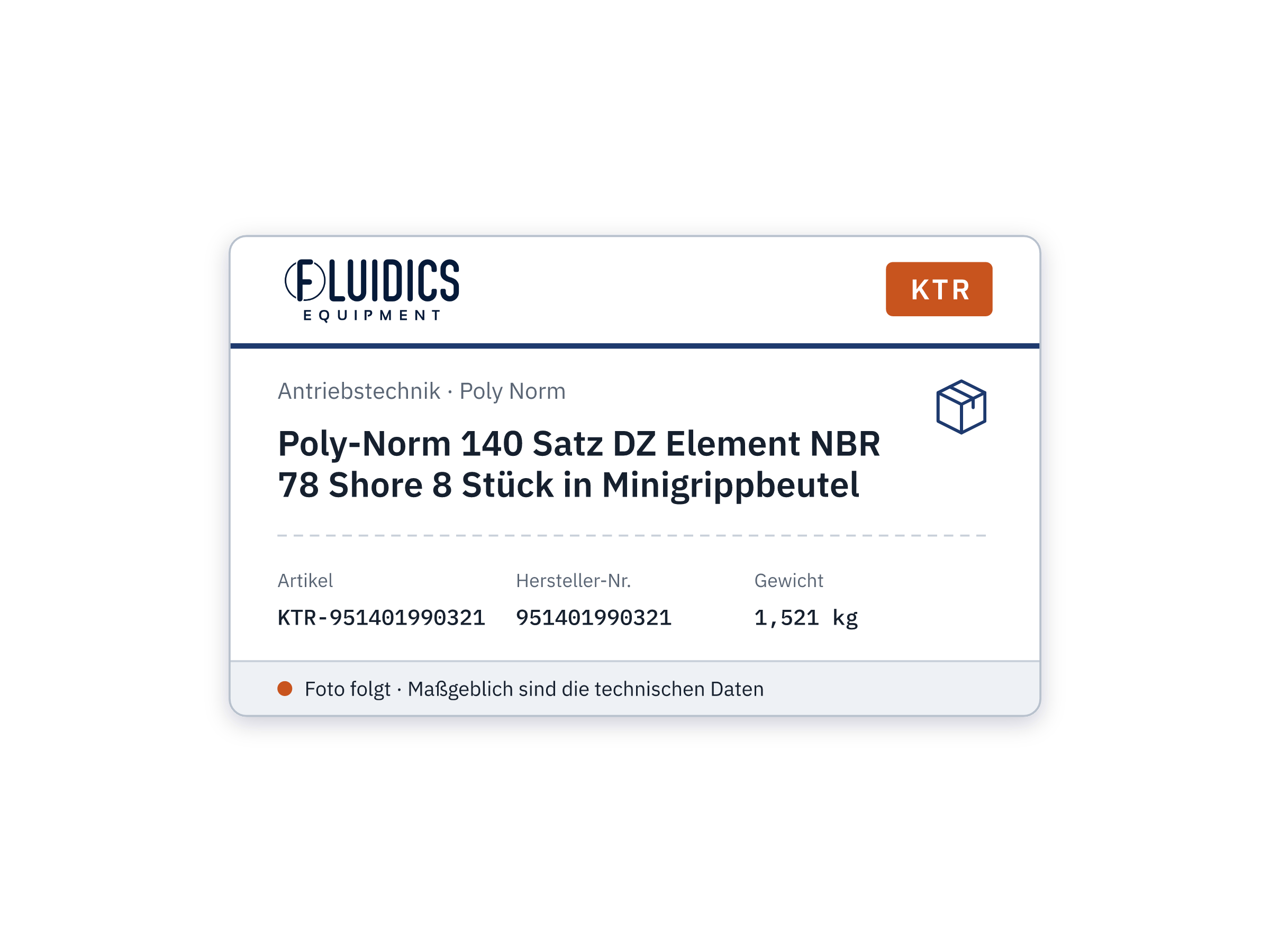 Poly-Norm 140 Satz DZ Element NBR 78 Shore 8 Stück in Minigrippbeutel - KTR 951401990321