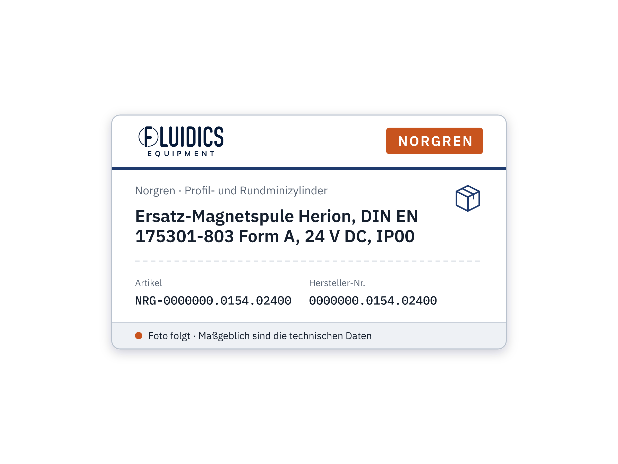 Ersatz-Magnetspule Herion, DIN EN 175301-803 Form A, 24 V DC, IP00 - Norgren 0000000.0154.02400