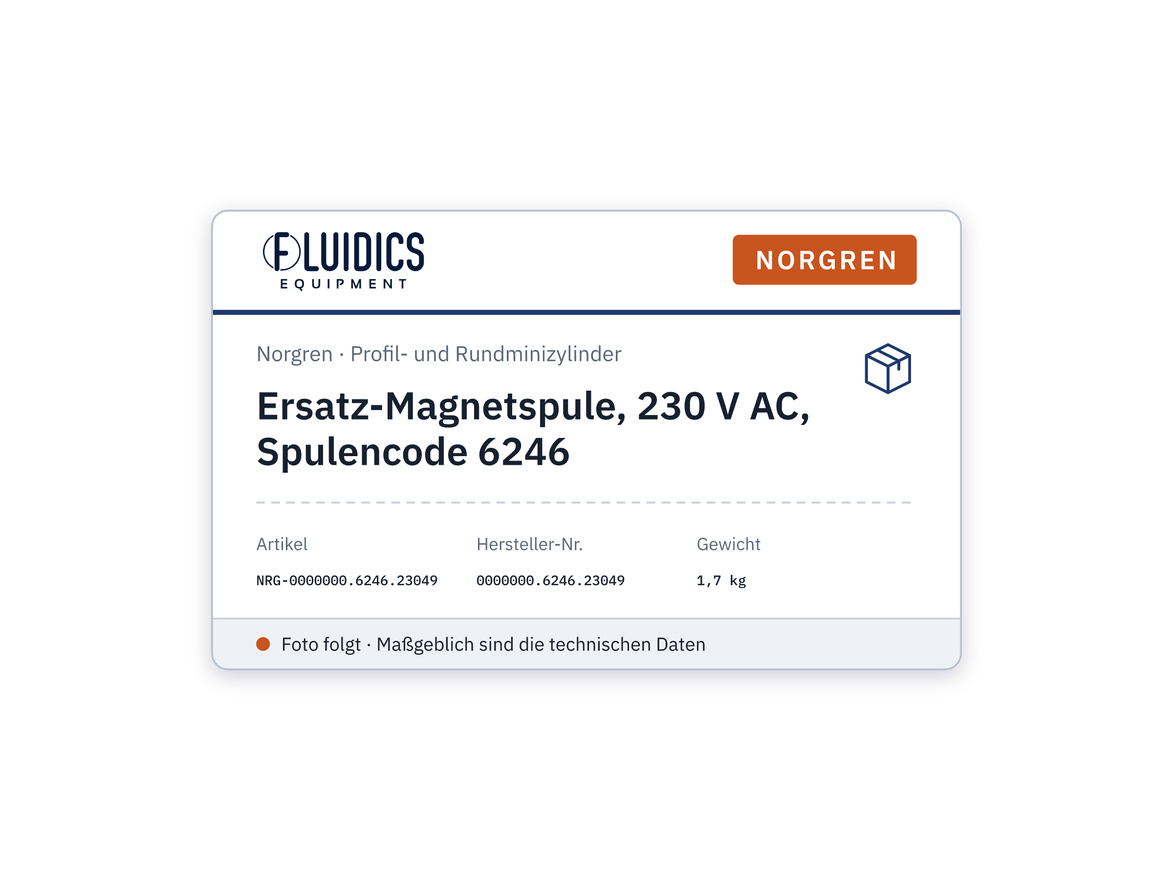 Ersatz-Magnetspule, 230 V AC, Spulencode 6246 - Norgren 0000000.6246.23049