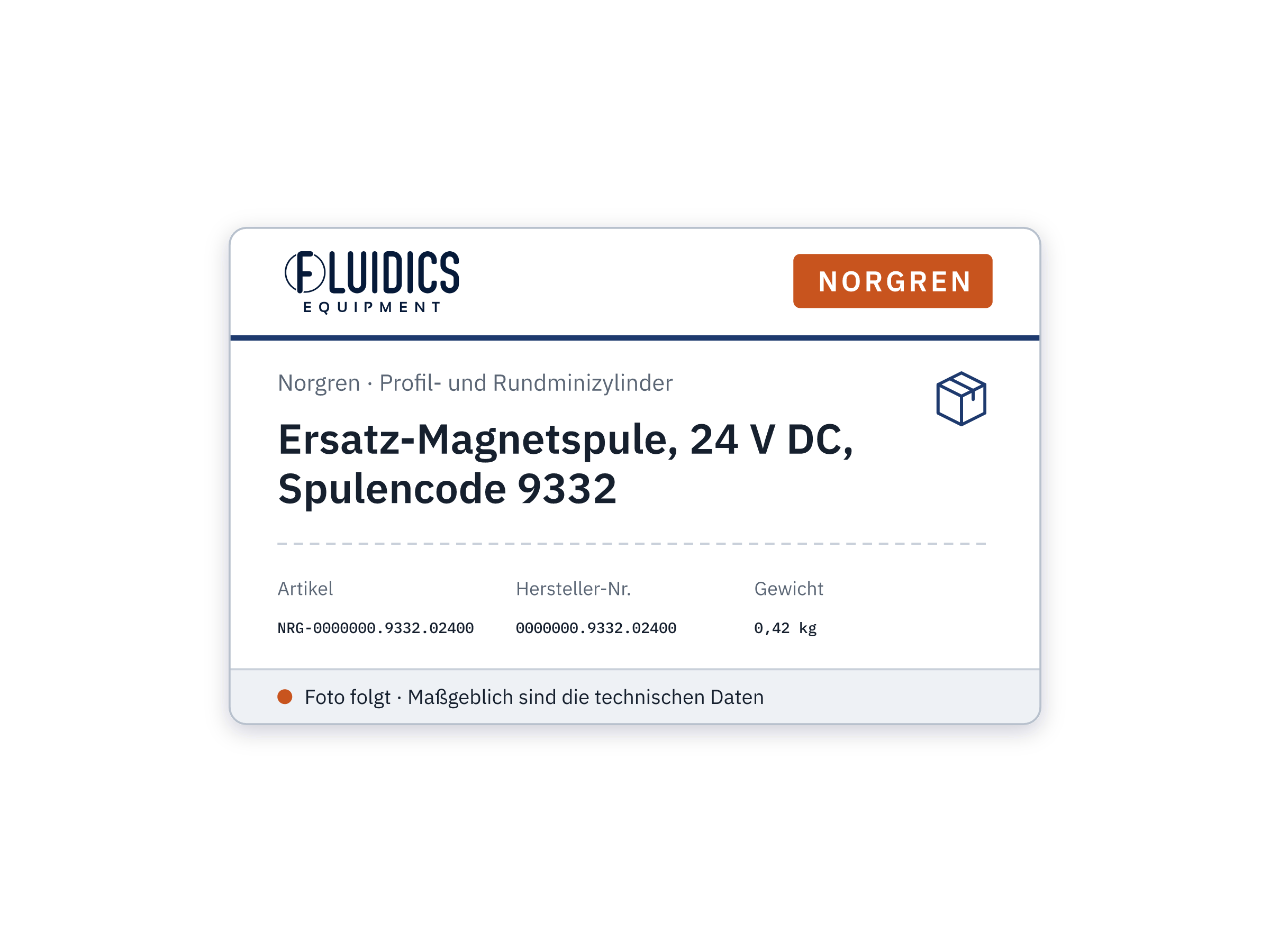 Ersatz-Magnetspule, 24 V DC, Spulencode 9332 - Norgren 0000000.9332.02400