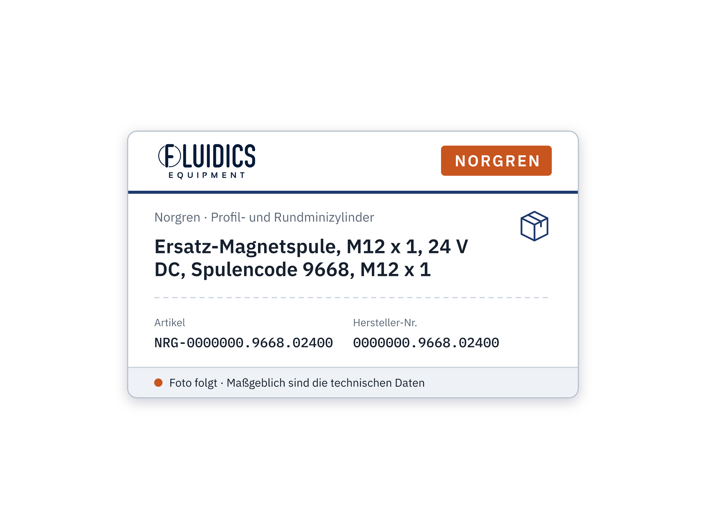 Ersatz-Magnetspule, M12 x 1, 24 V DC, Spulencode 9668, M12 x 1 - Norgren 0000000.9668.02400
