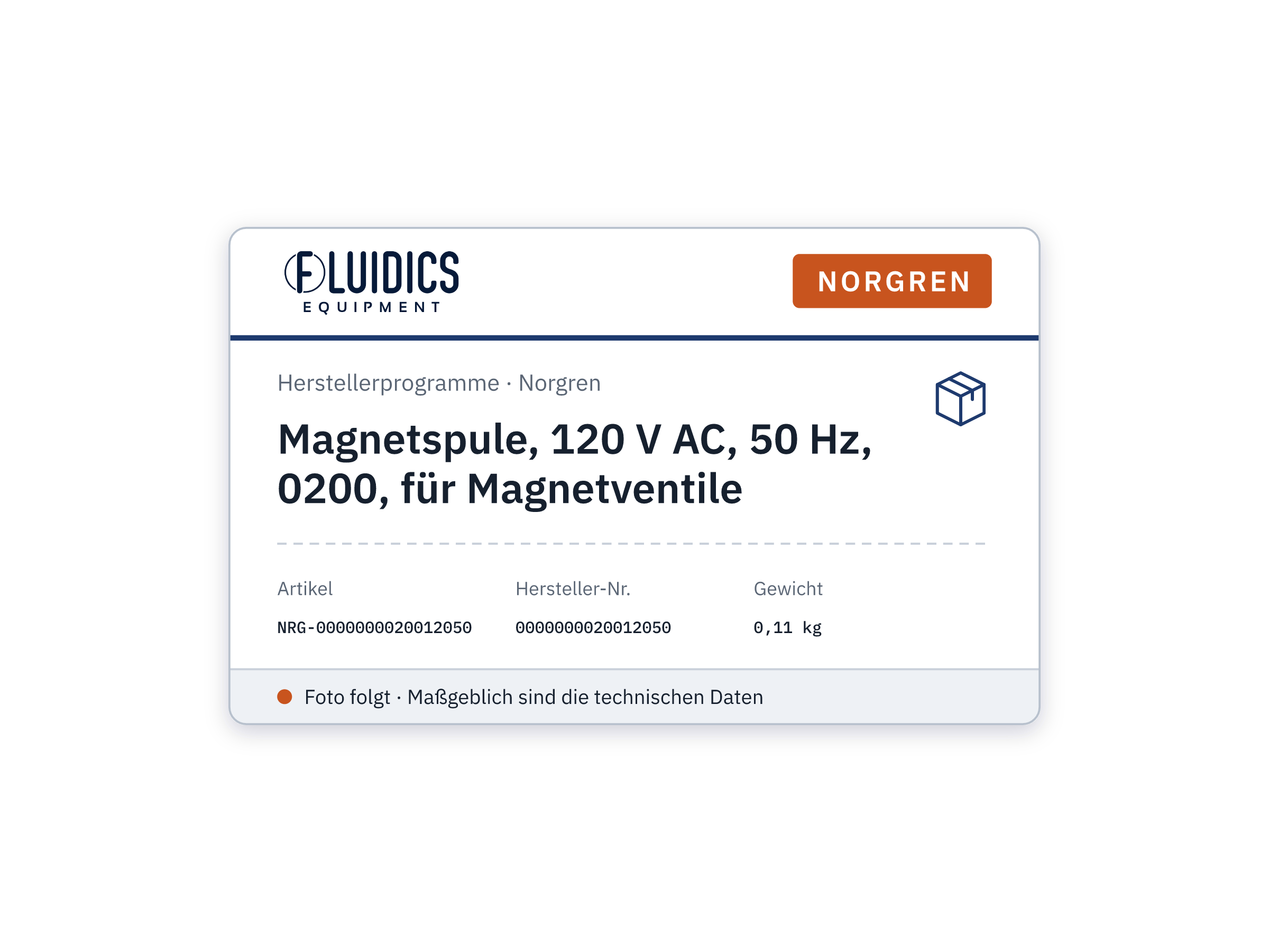 Magnetspule, 120 V AC, 50 Hz, 0200, für Magnetventile - Norgren 0000000020012050