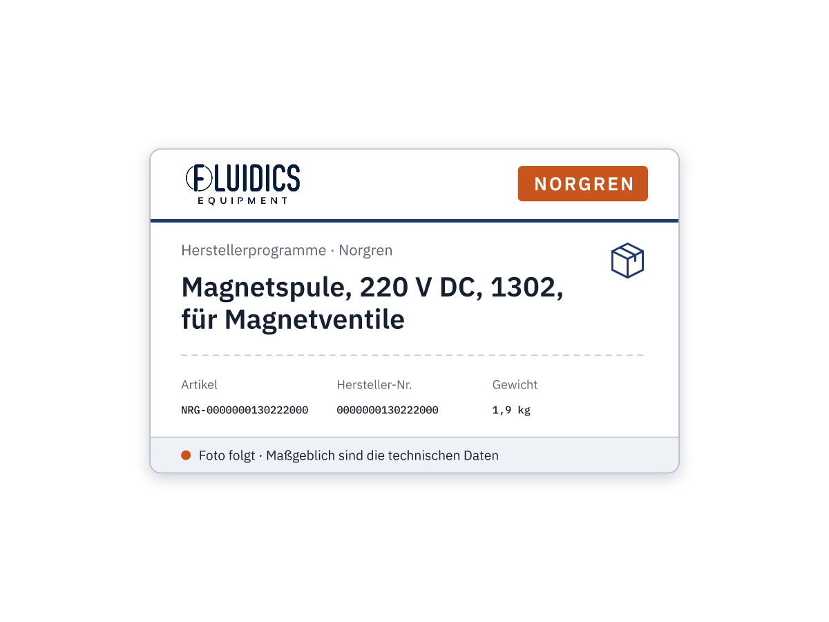 Magnetspule, 220 V DC, 1302, für Magnetventile - Norgren 0000000130222000