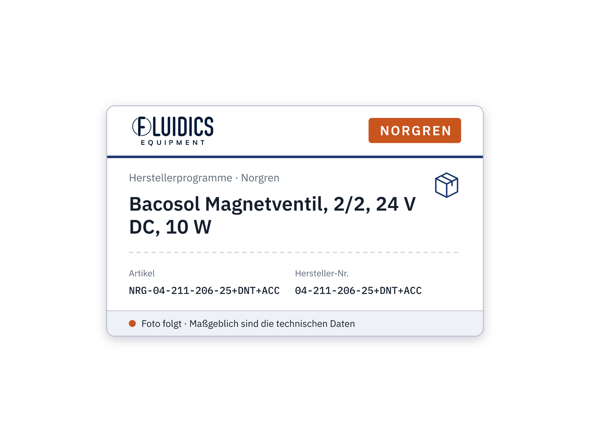 Bacosol solenoid valve, 2/2, 24 V DC, 10 W - Norgren 04-211-206-25+DNT+ACC