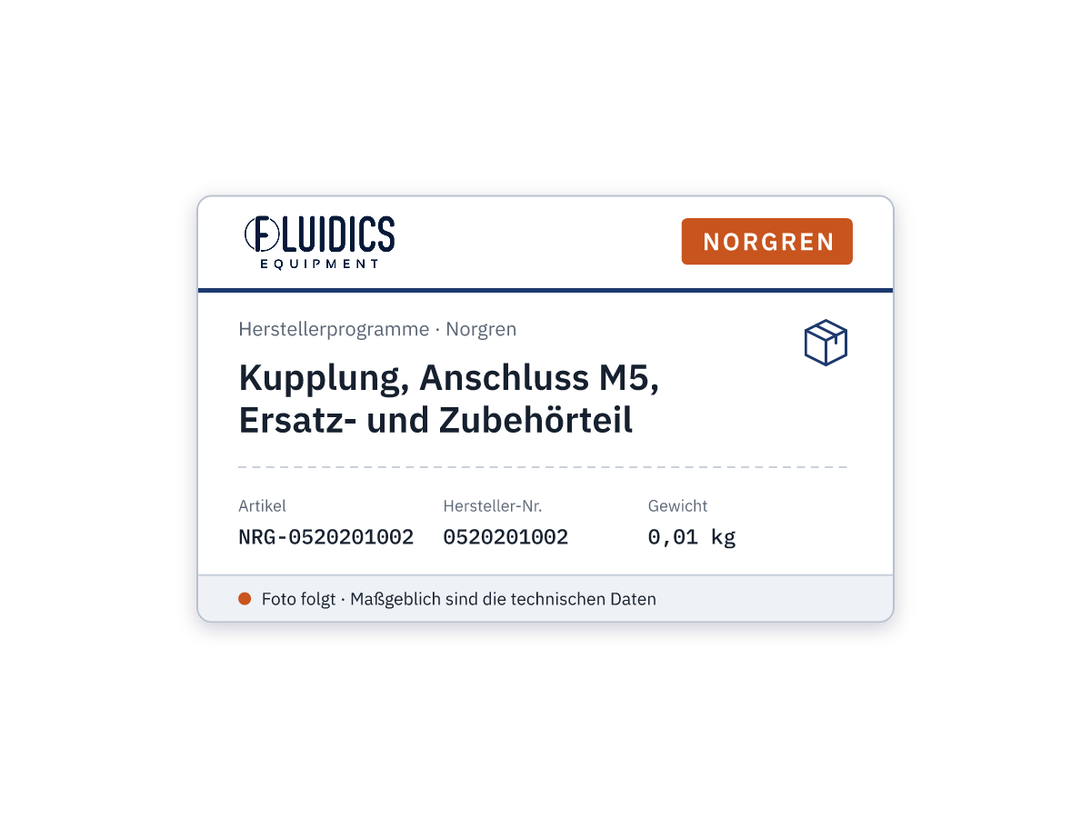 Kupplung, Anschluss M5, Ersatz- und Zubehörteil - Norgren 0520201002
