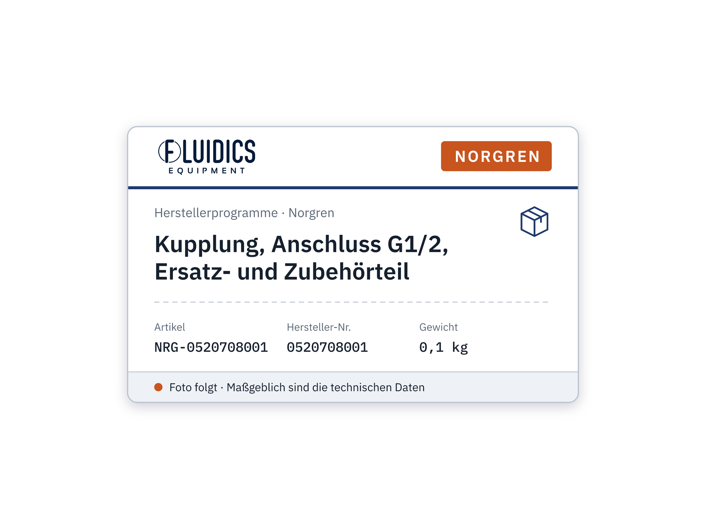 Kupplung, Anschluss G1/2, Ersatz- und Zubehörteil - Norgren 0520708001