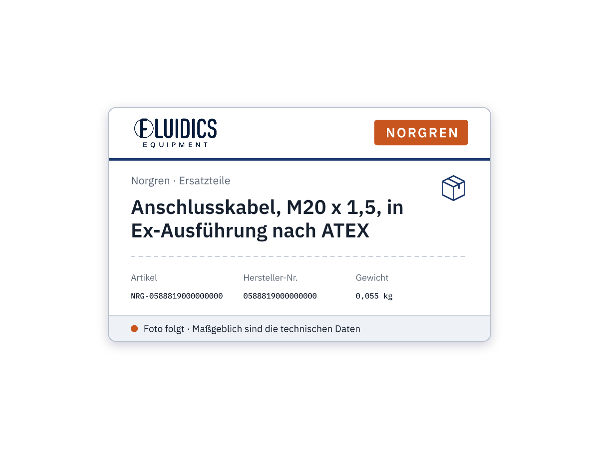 Anschlusskabel, M20 x 1,5, in Ex-Ausführung nach ATEX - Norgren 0588819000000000
