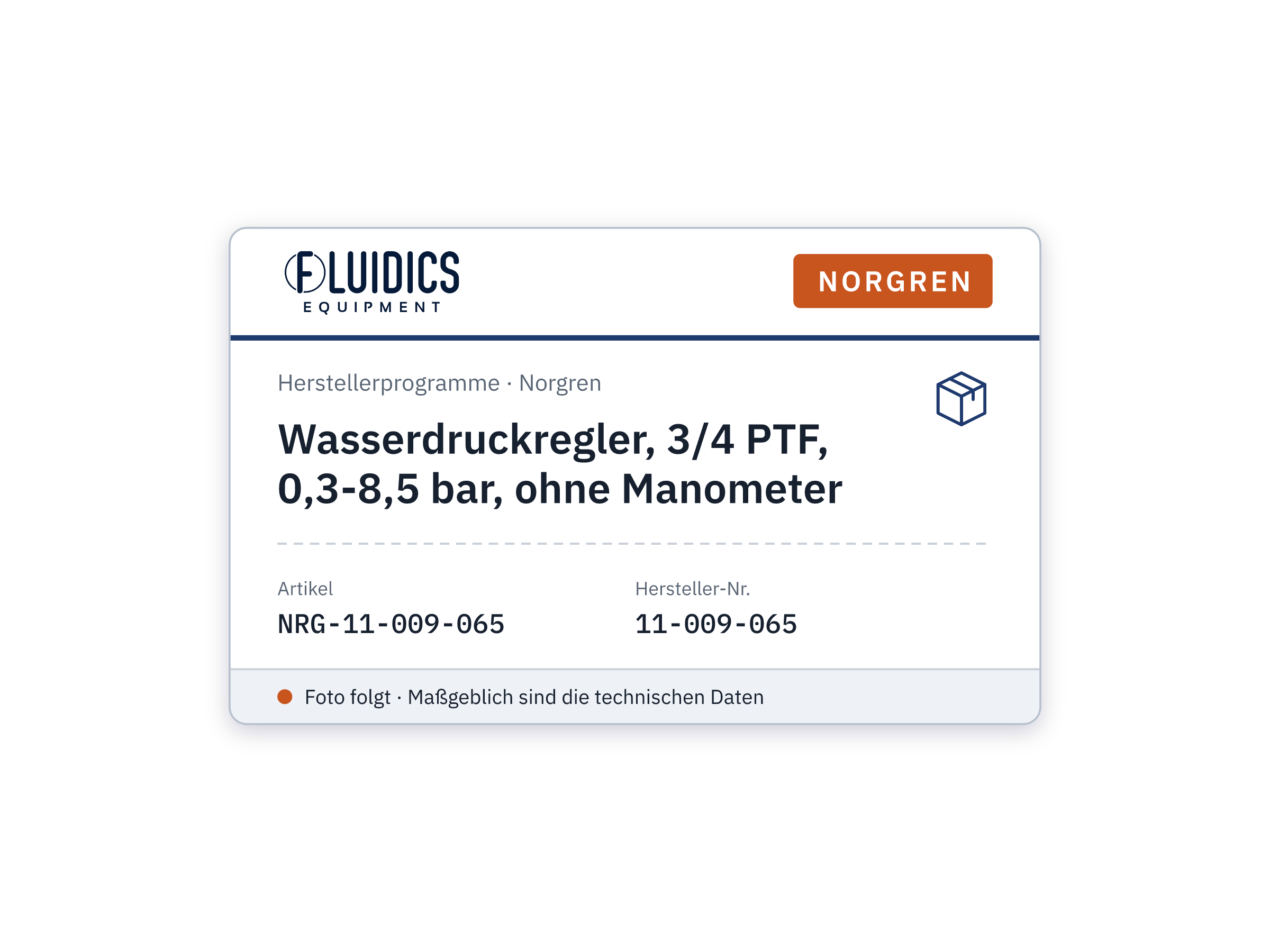Wasserdruckregler, 3/4 PTF, 0,3-8,5 bar, ohne Manometer - Norgren 11-009-065