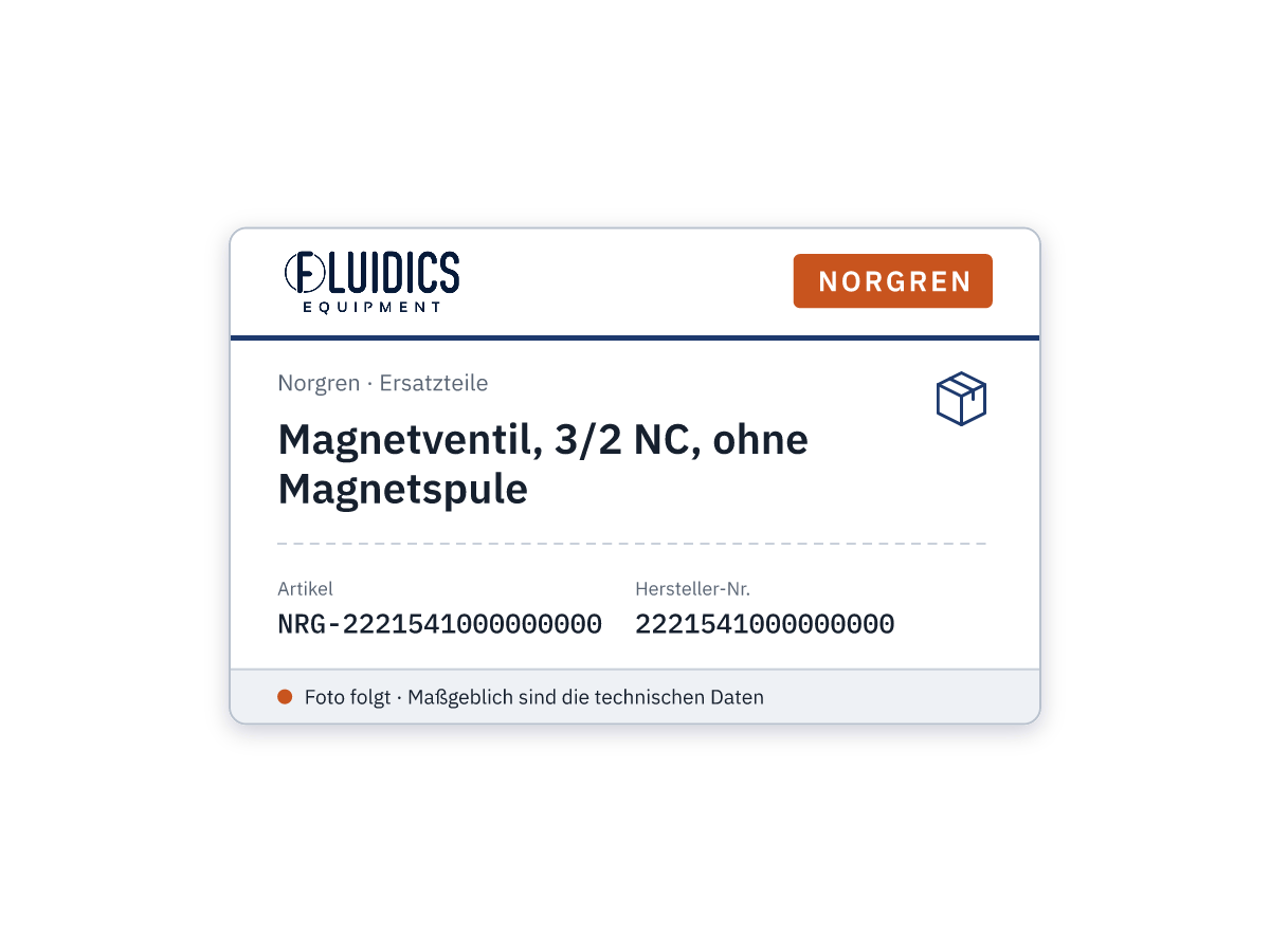 Magnetventil, 3/2 NC, ohne Magnetspule - Norgren 2221541000000000