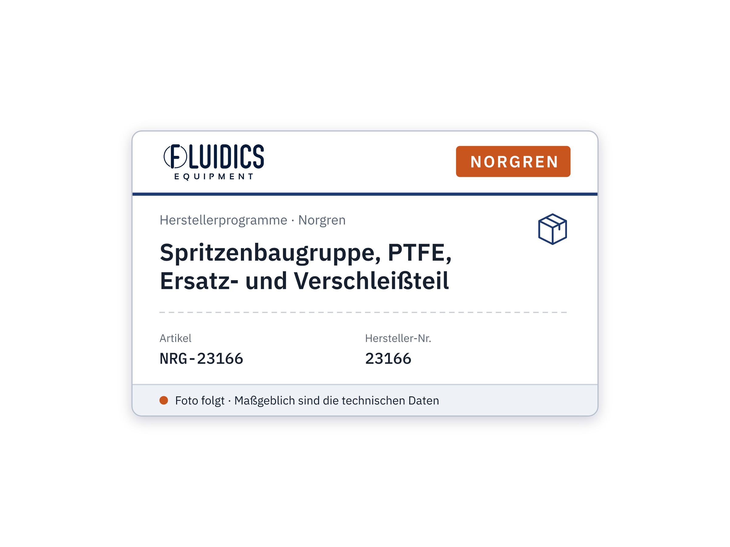 Spritzenbaugruppe, PTFE, Ersatz- und Verschleißteil - Norgren 23166