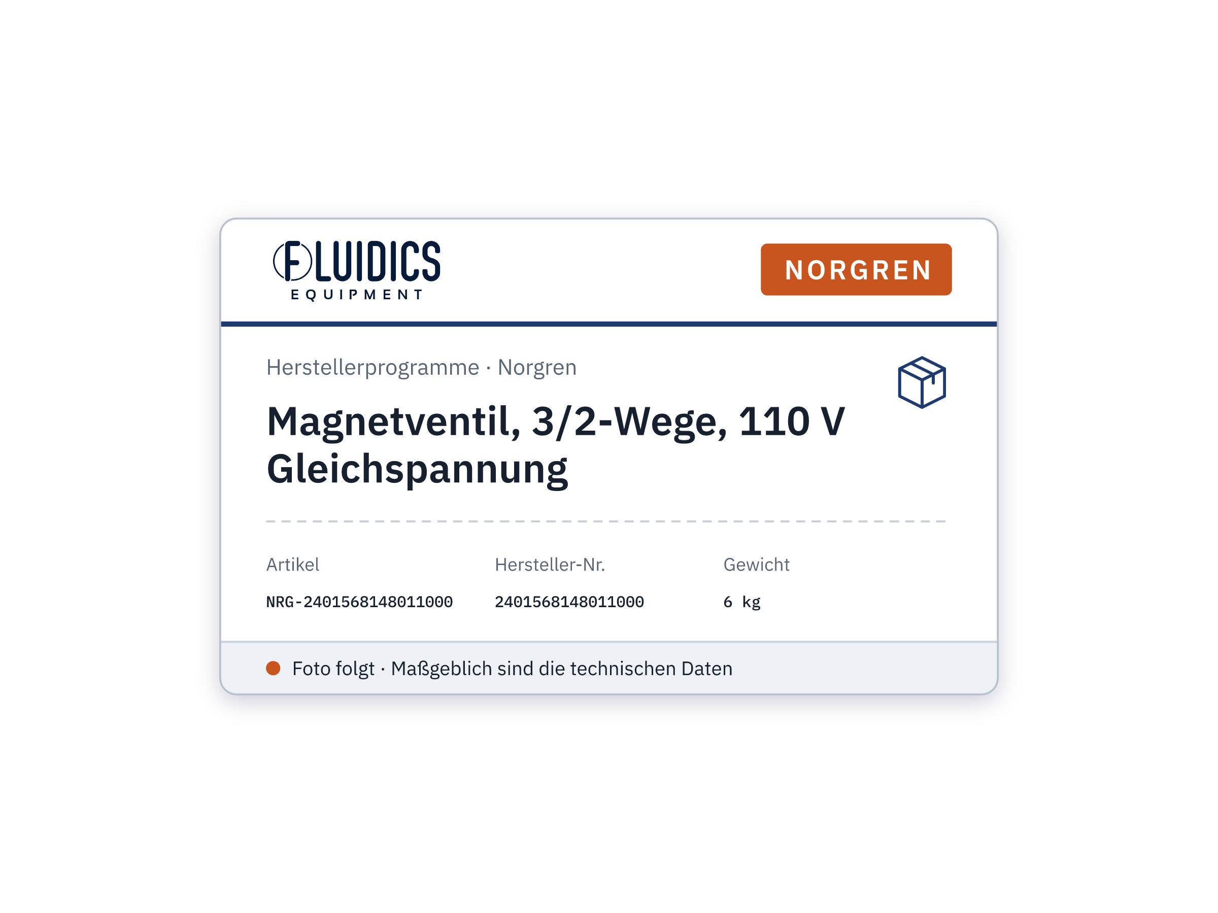 Magnetventil, 3/2-Wege, 110 V Gleichspannung - Norgren 2401568148011000