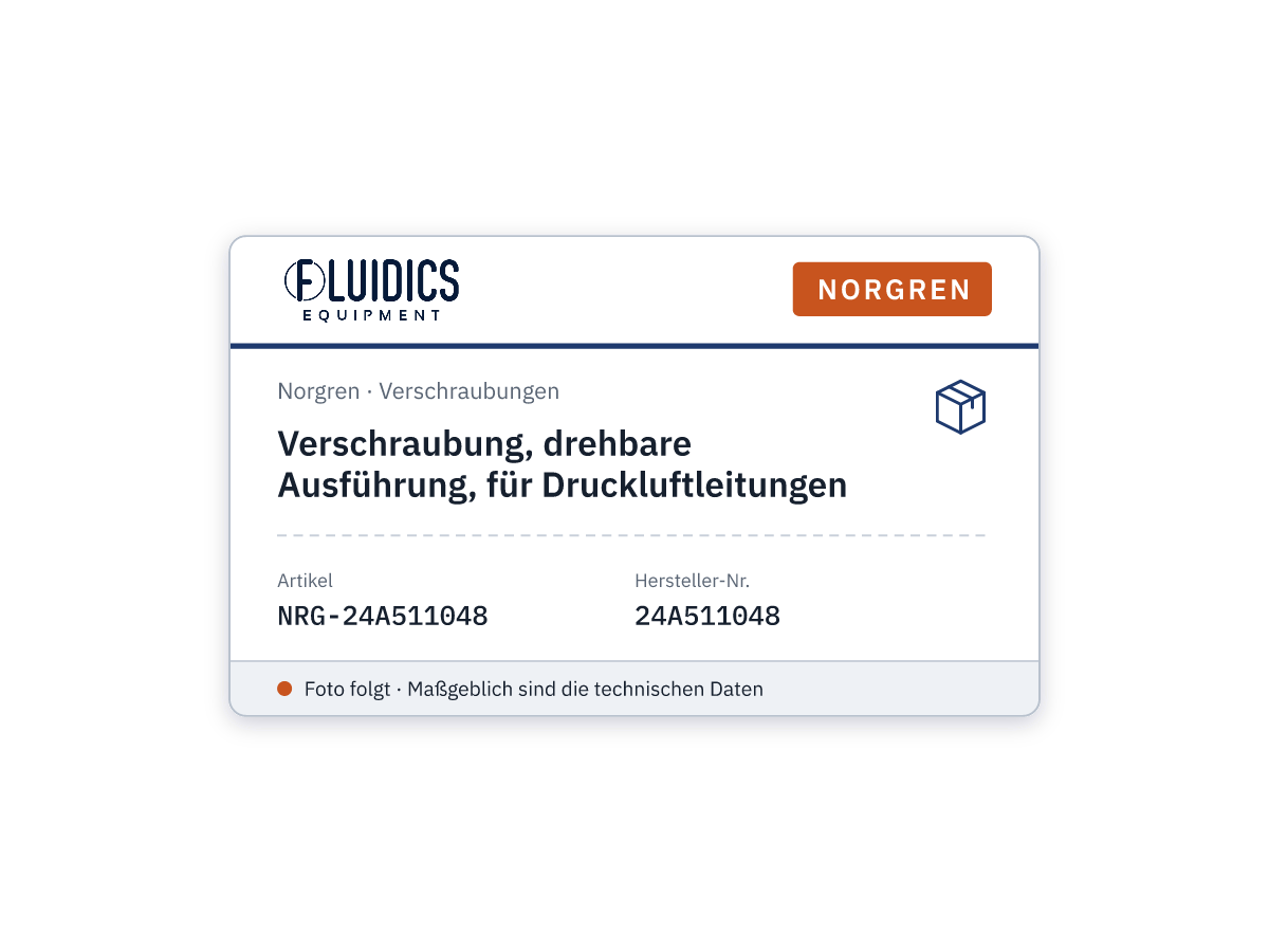 Verschraubung, drehbare Ausführung, für Druckluftleitungen - Norgren 24A511048