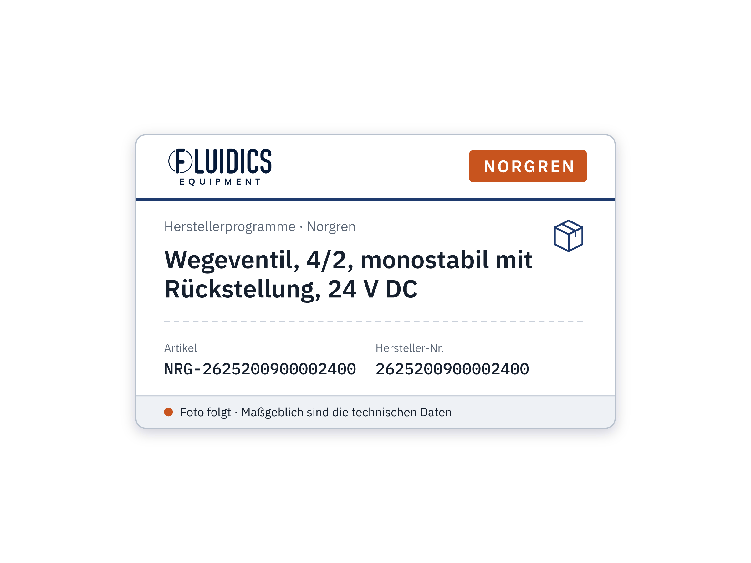 Wegeventil, 4/2, monostabil mit Rückstellung, 24 V DC - Norgren 2625200900002400