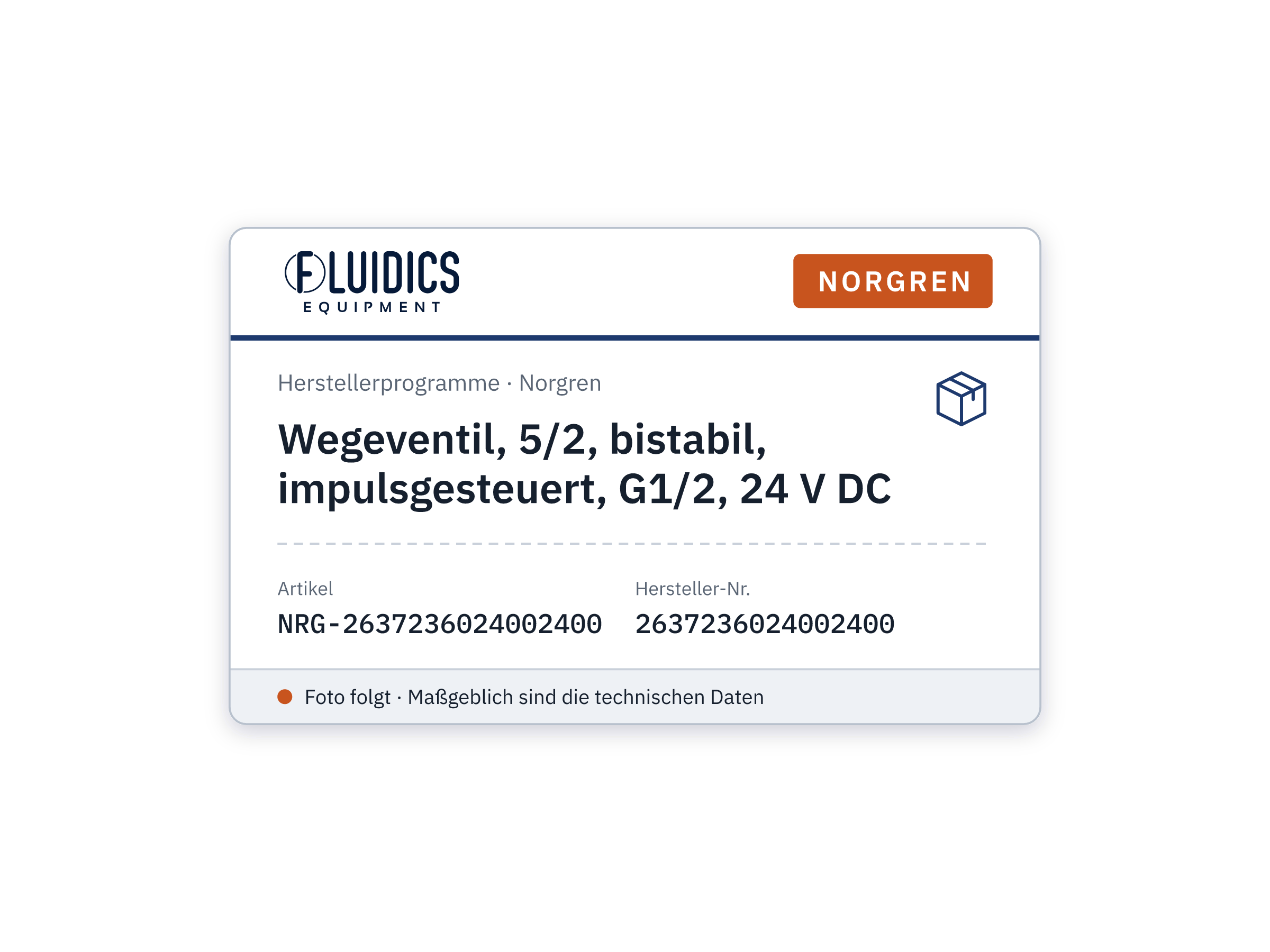 Wegeventil, 5/2, bistabil, impulsgesteuert, G1/2, 24 V DC - Norgren 2637236024002400