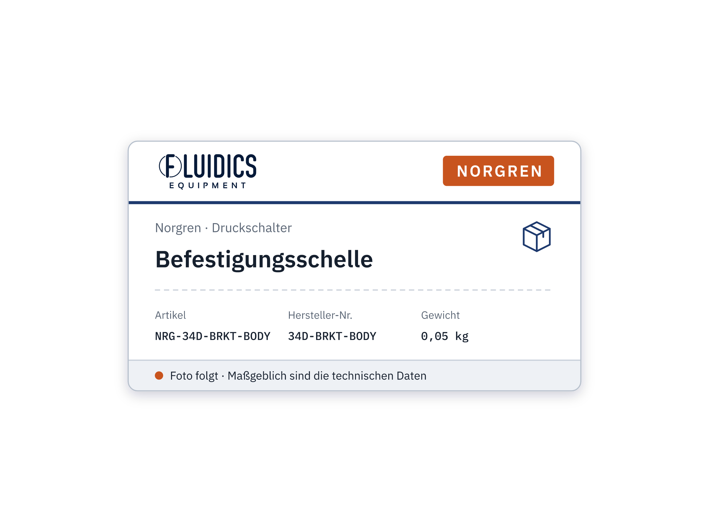 Befestigungsschelle - Norgren 34D-BRKT-BODY