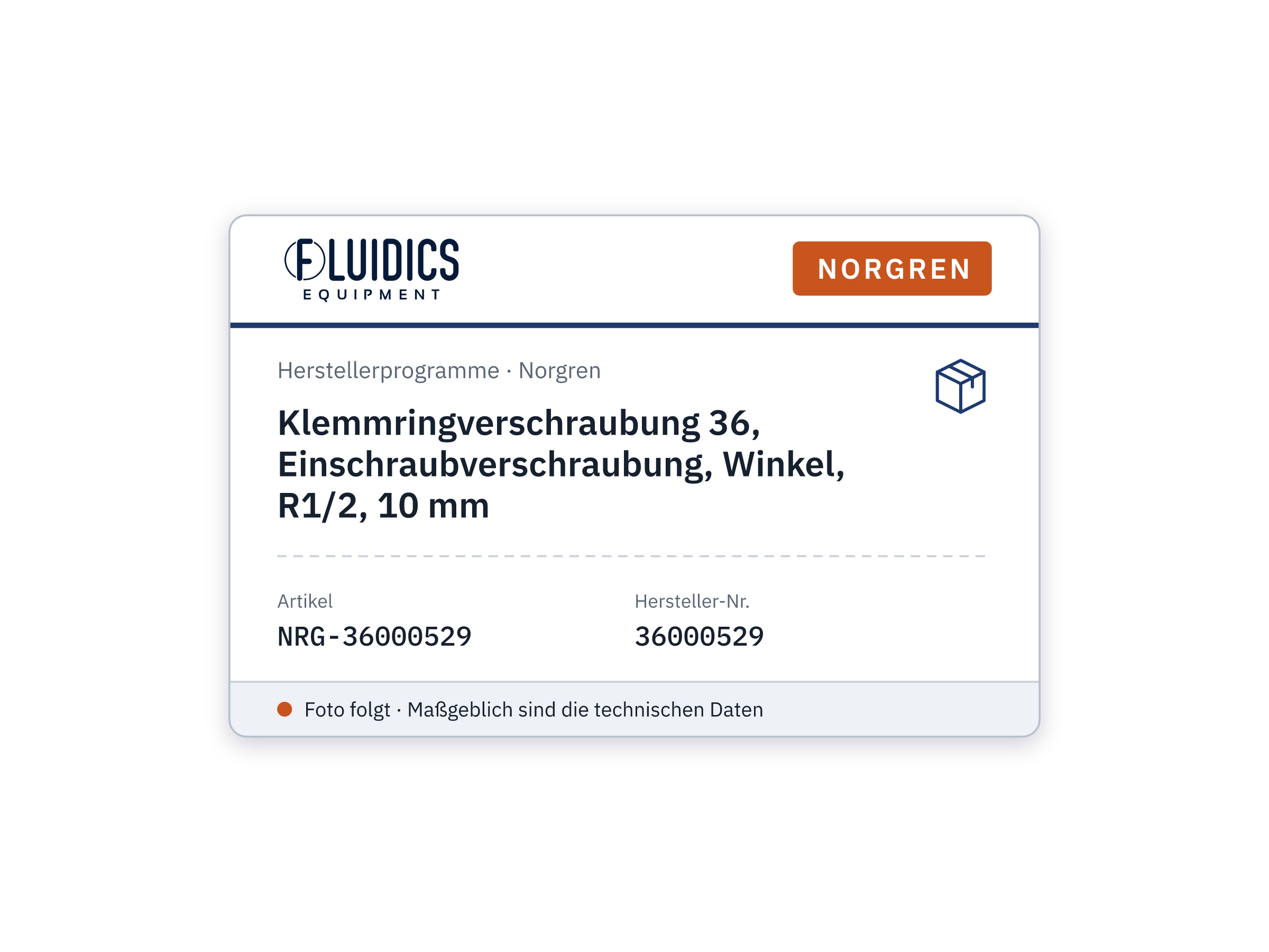Klemmringverschraubung 36, Einschraubverschraubung, Winkel, R1/2, 10 mm - Norgren 36000529