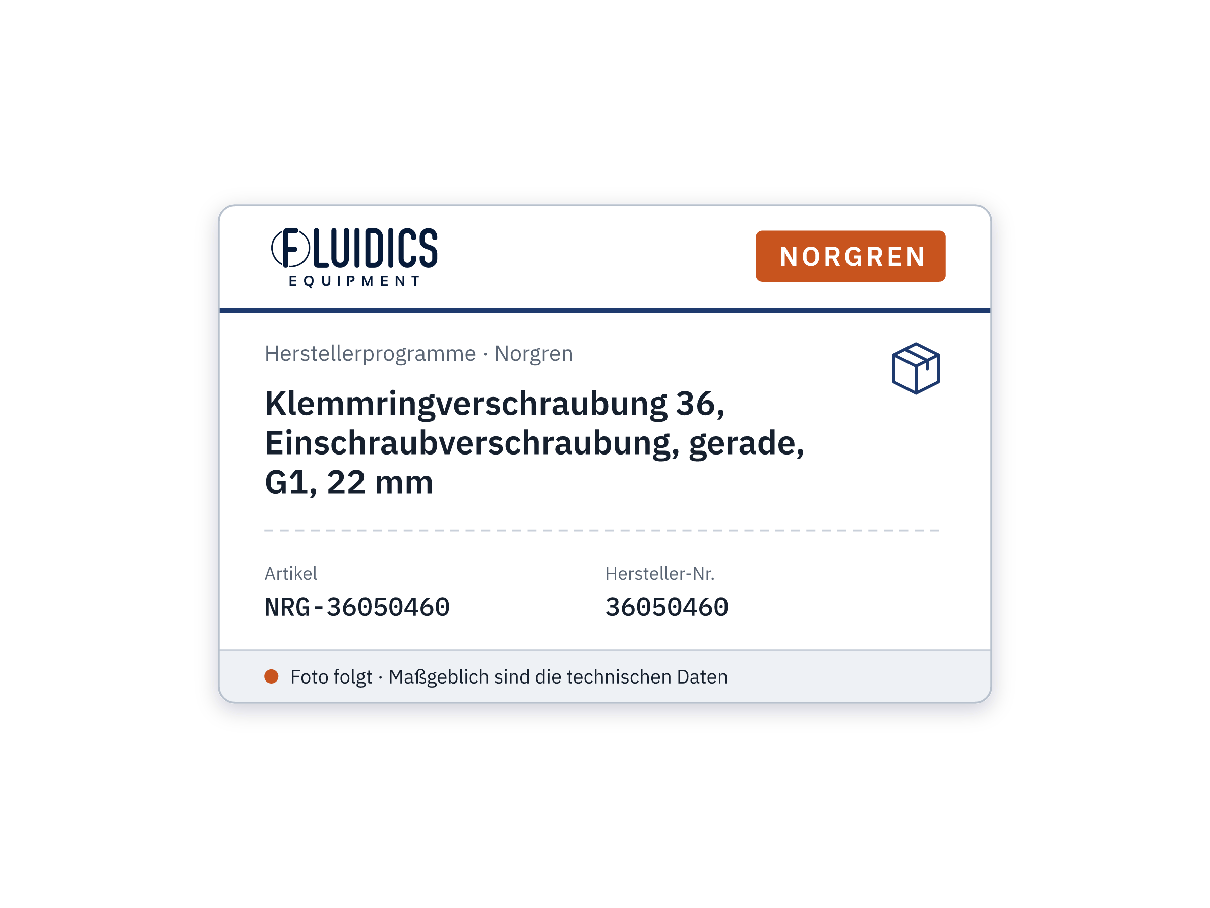 Klemmringverschraubung 36, Einschraubverschraubung, gerade, G1, 22 mm - Norgren 36050460