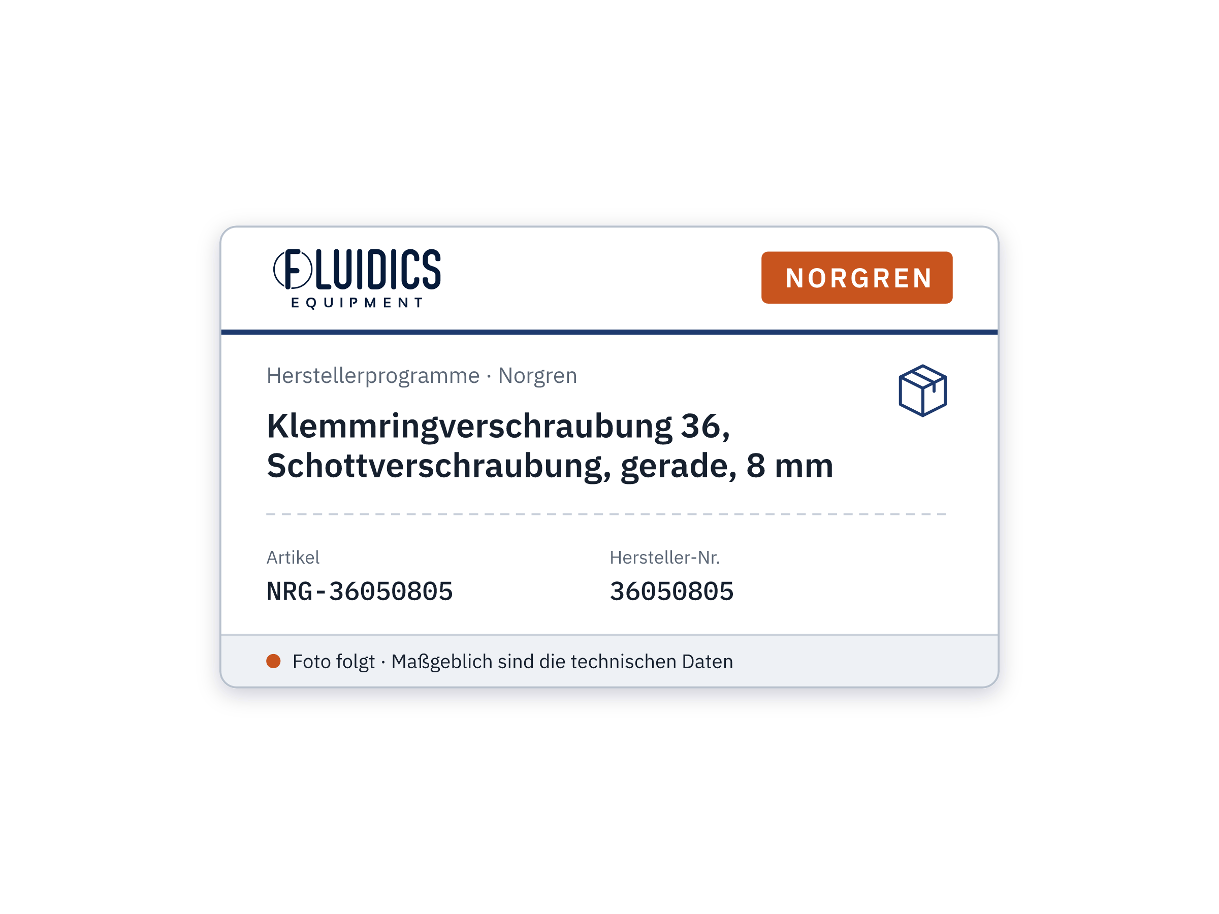 Klemmringverschraubung 36, Schottverschraubung, gerade, 8 mm - Norgren 36050805