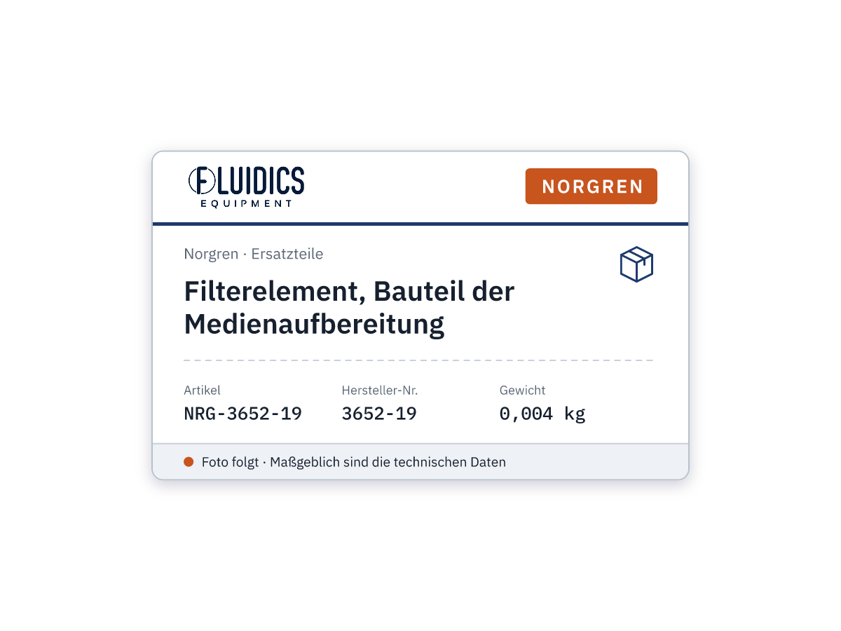 Filterelement, Bauteil der Medienaufbereitung - Norgren 3652-19