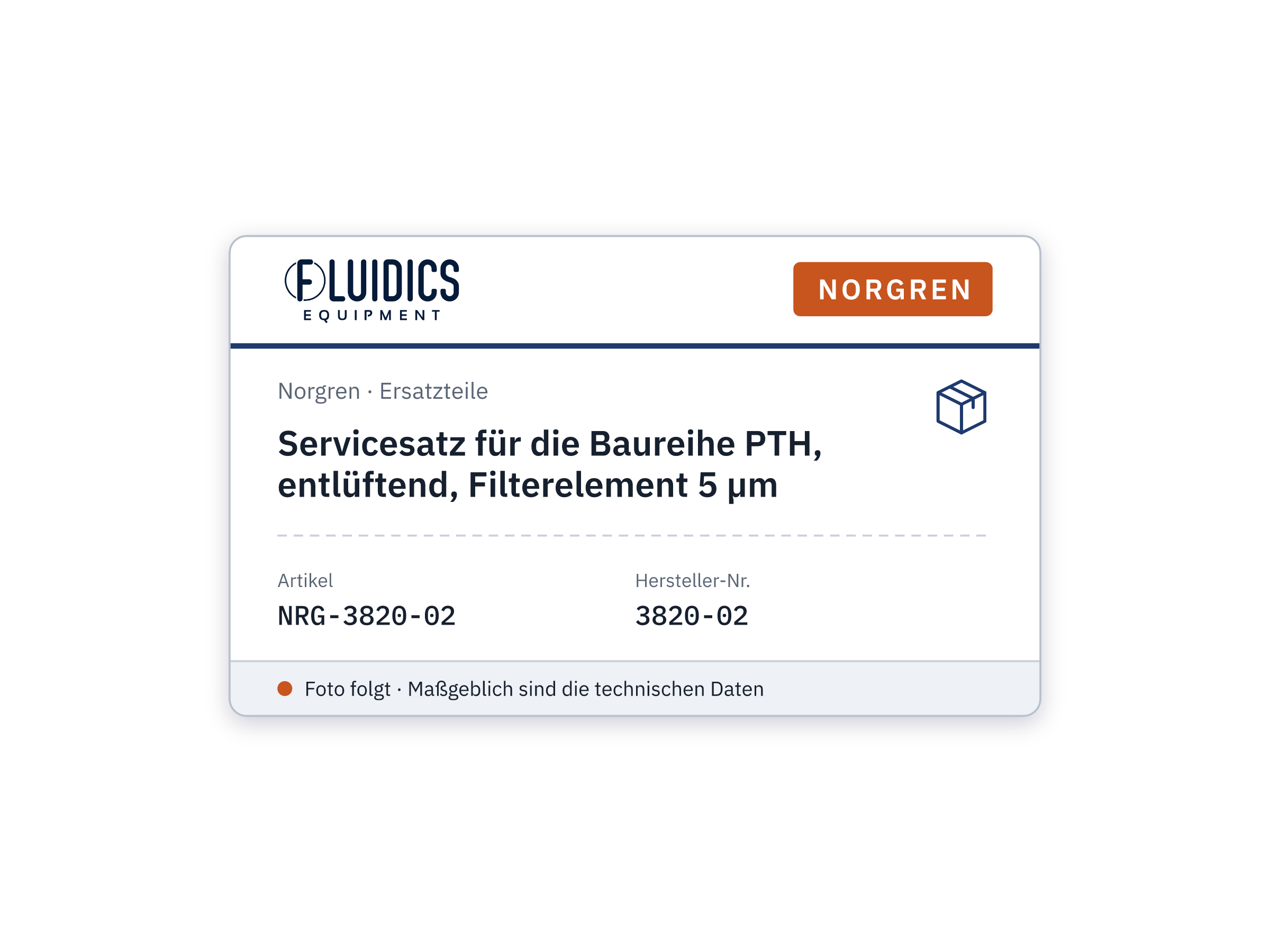 Servicesatz für die Baureihe PTH, entlüftend, Filterelement 5 µm - Norgren 3820-02