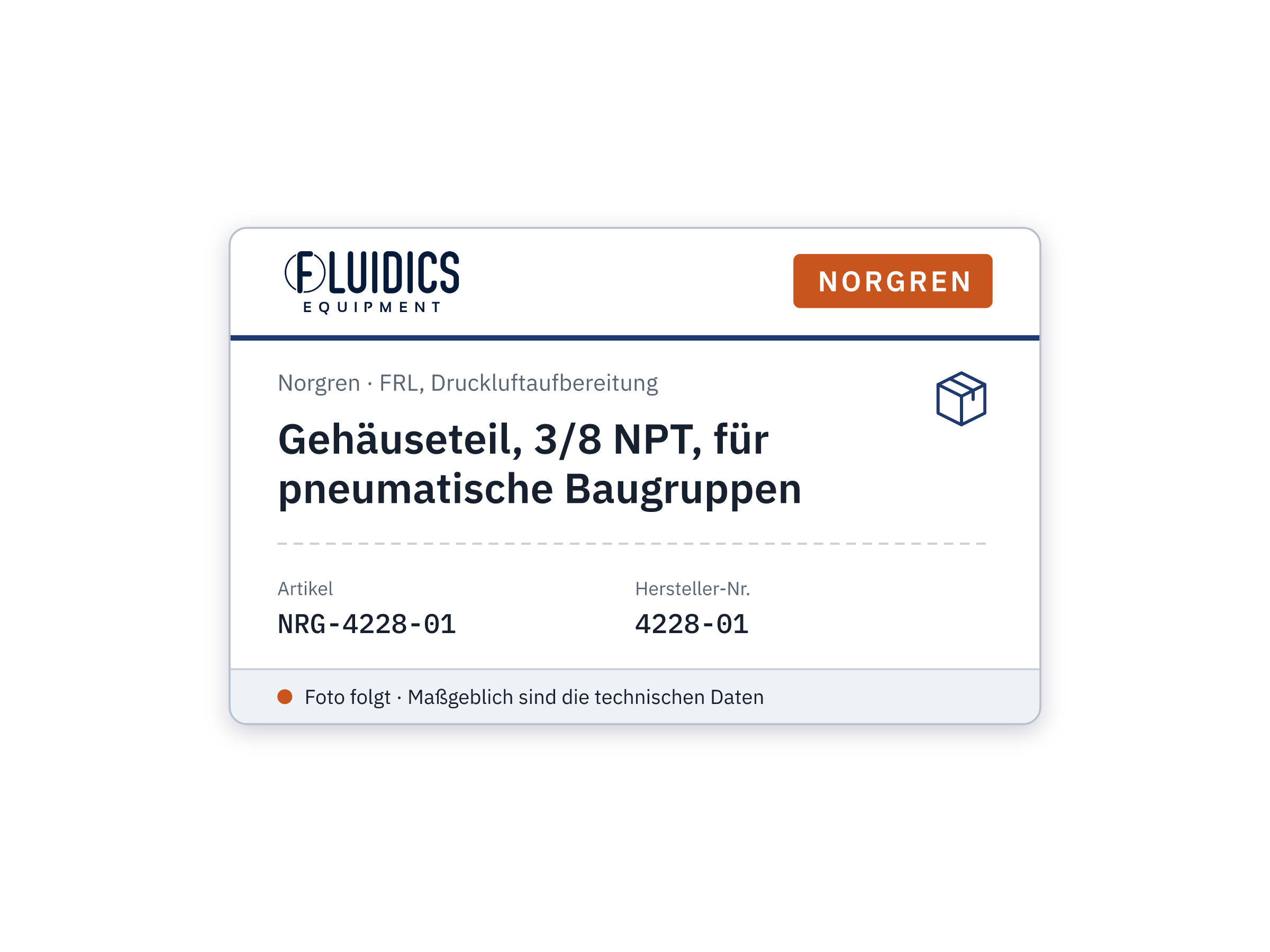 Gehäuseteil, 3/8 NPT, für pneumatische Baugruppen - Norgren 4228-01