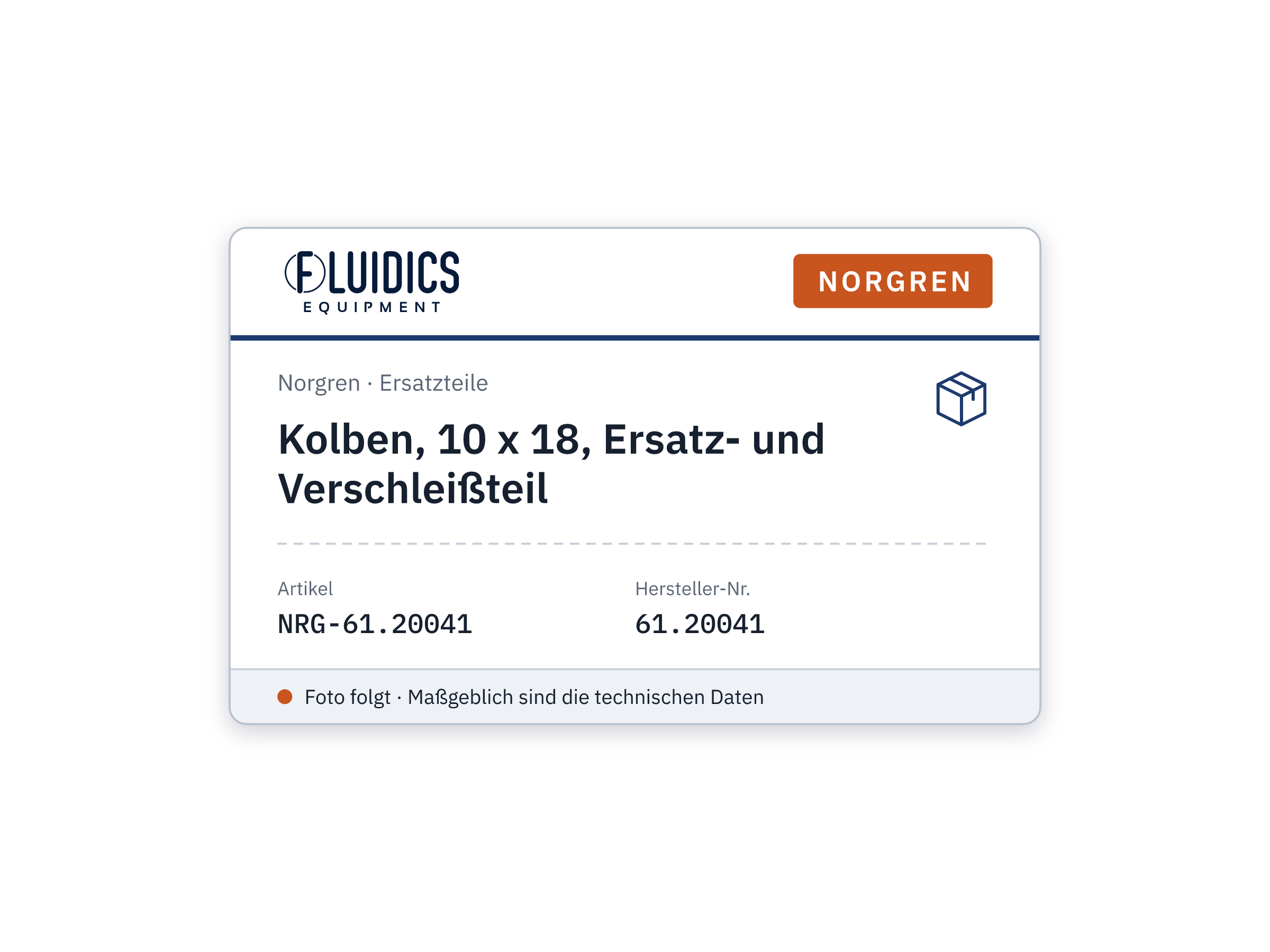 Kolben, 10 x 18, Ersatz- und Verschleißteil - Norgren 61.20041