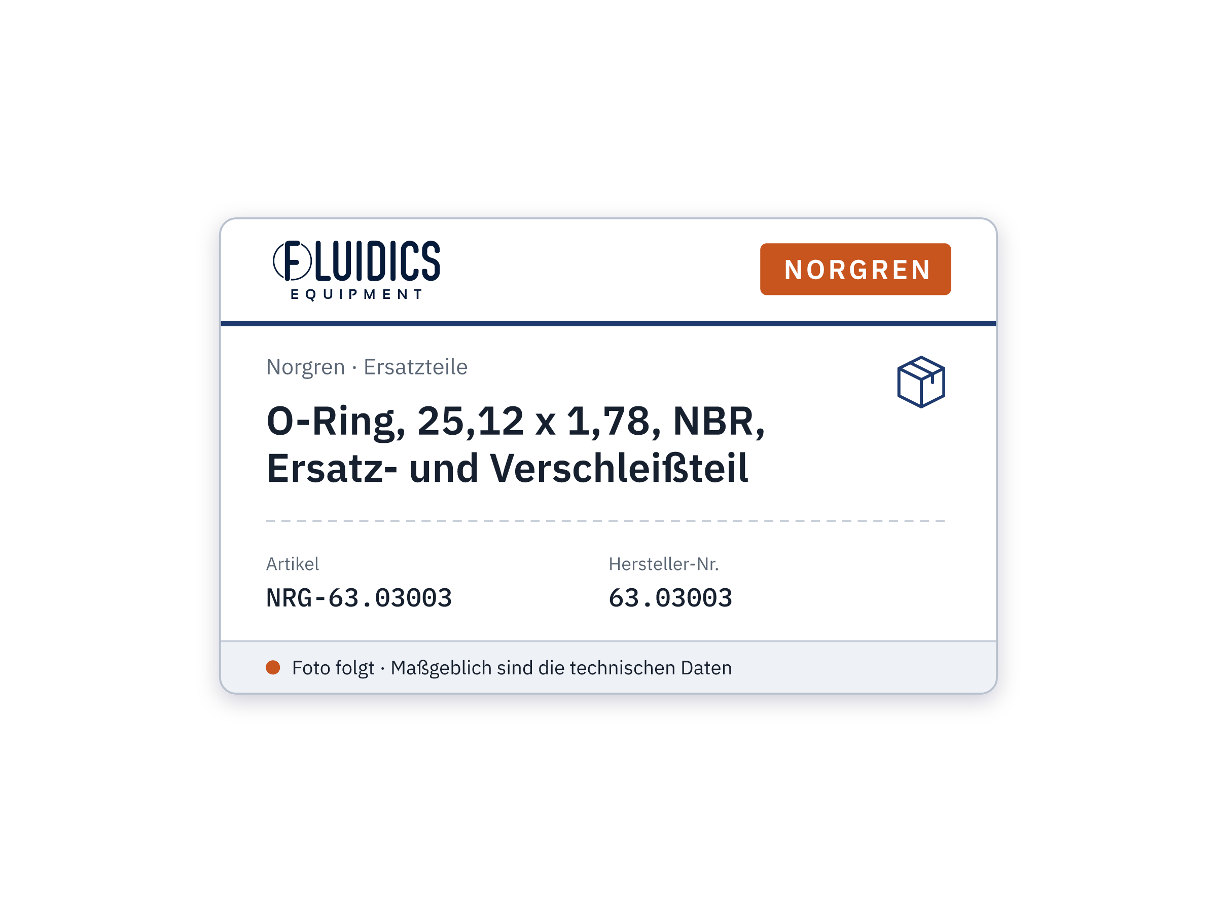 O-Ring, 25,12 x 1,78, NBR, Ersatz- und Verschleißteil - Norgren 63.03003